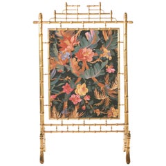 Faux Bamboo French Decorative Fire Screen, 1970s