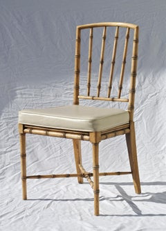 Faux Bamboo Game Table Chairs of Bleached Oak, Set of 4
