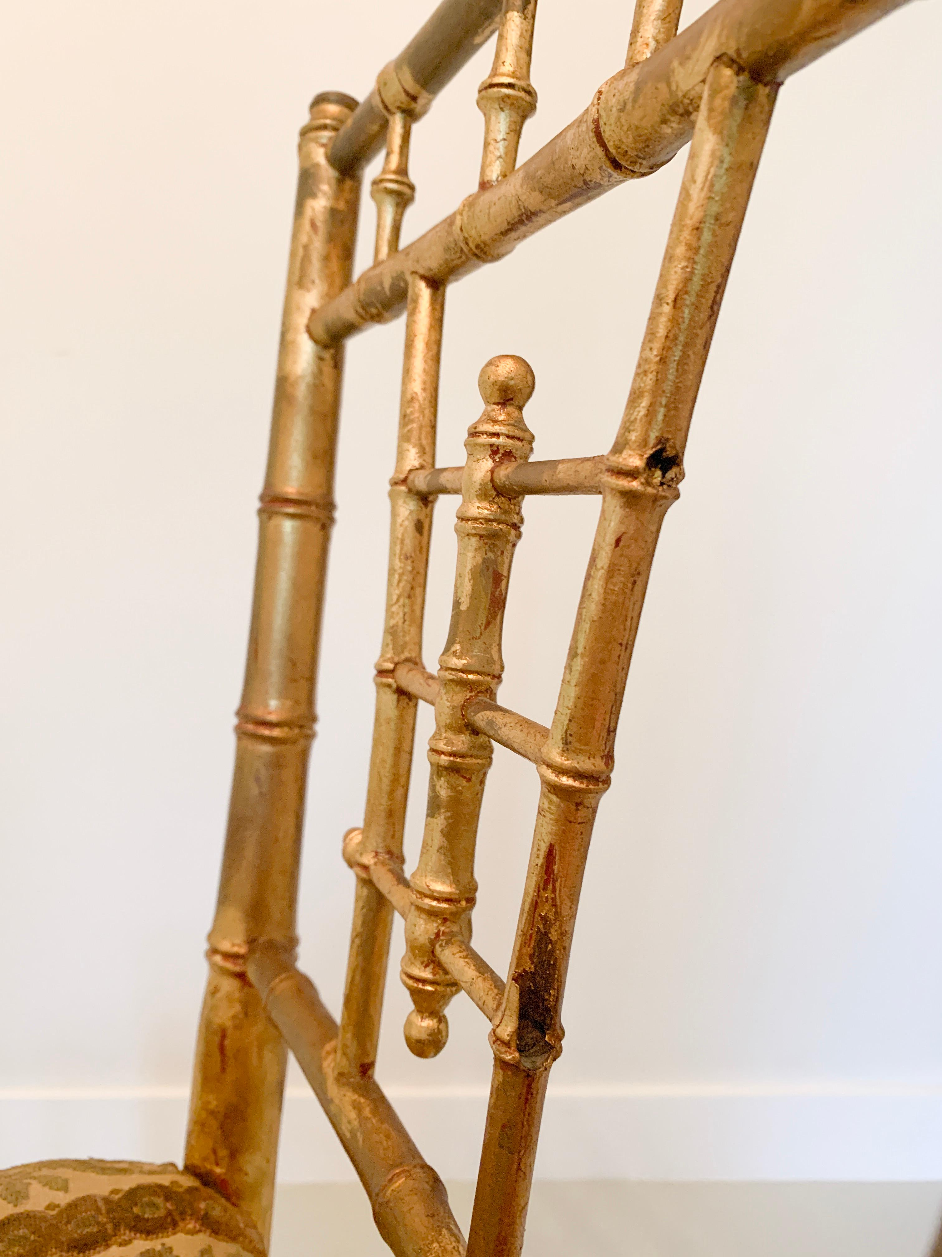 Faux Bamboo Gilded Chairs, Late 19th Century For Sale 5