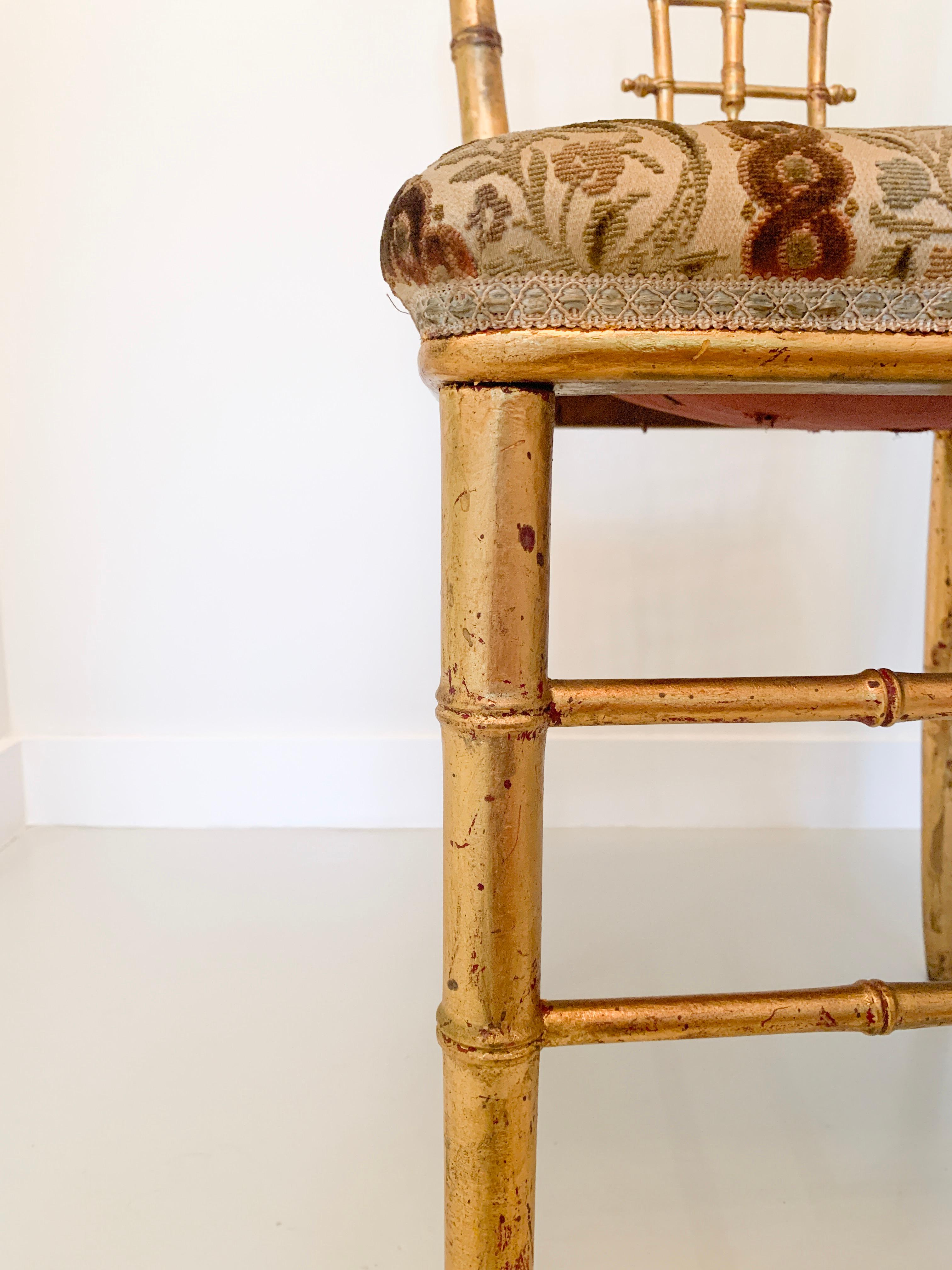 Faux Bamboo Gilded Chairs, Late 19th Century In Fair Condition For Sale In Amsterdam, NL