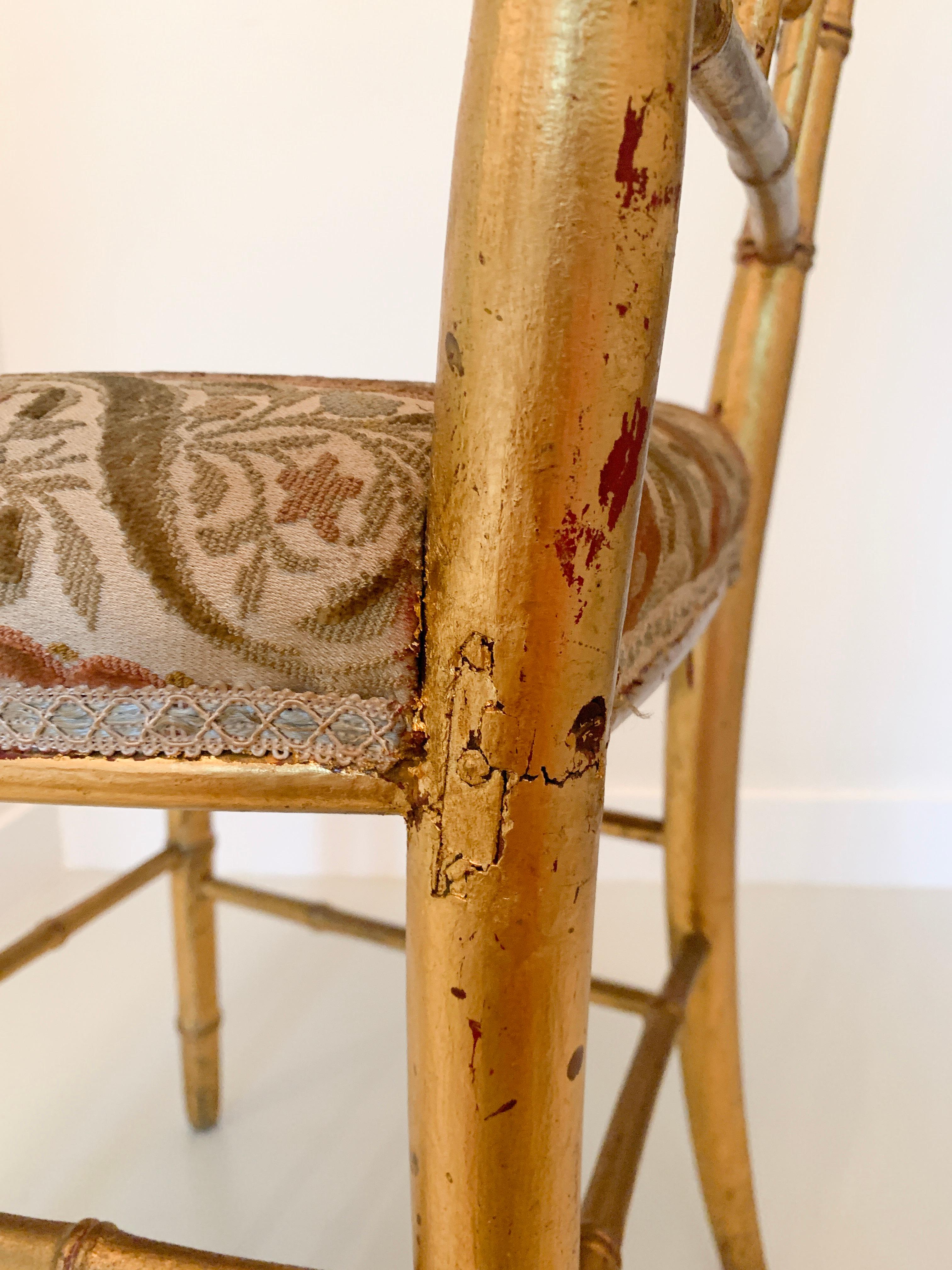 Wood Faux Bamboo Gilded Chairs, Late 19th Century For Sale