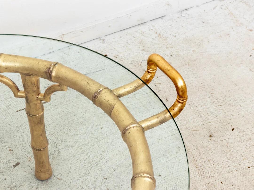 Faux Bamboo Gilt Coffee Table In Good Condition For Sale In New York, NY