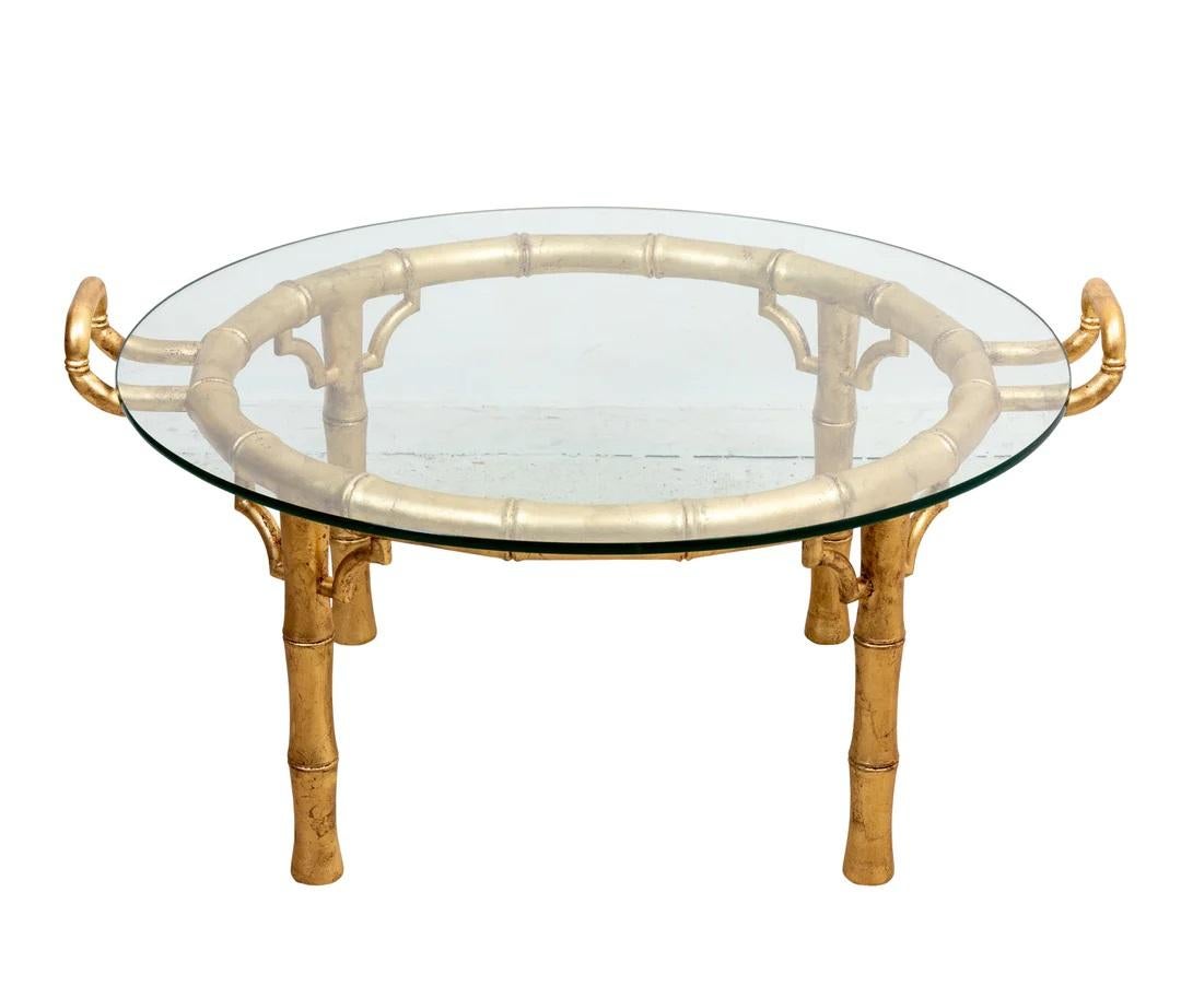 Wood Faux Bamboo Gilt Coffee Table For Sale