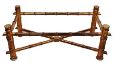 Faux Bamboo Gilt Coffee Table with Thick Glass Top c 1970's