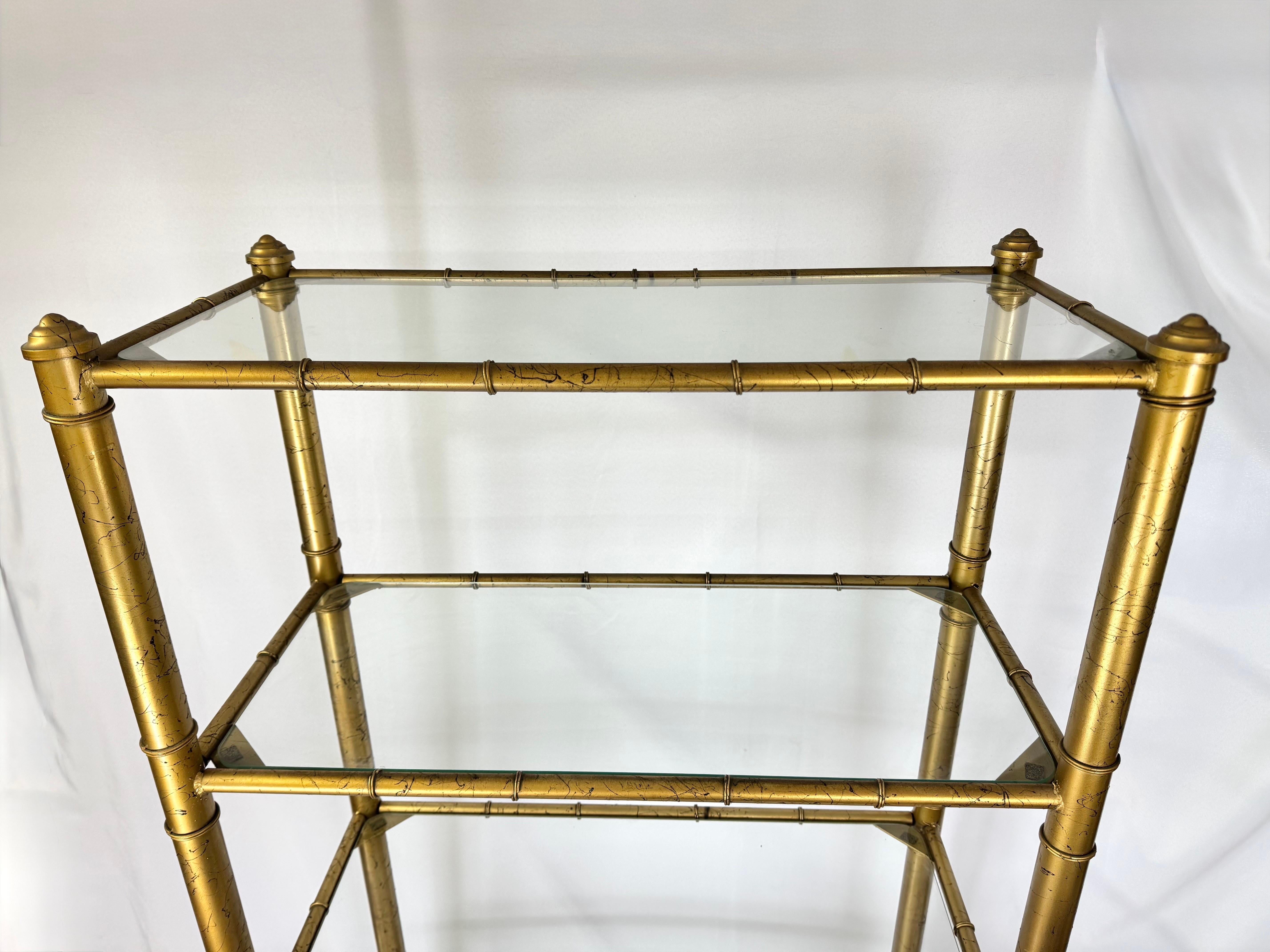 Faux Bamboo Gilt Etagere For Sale 6