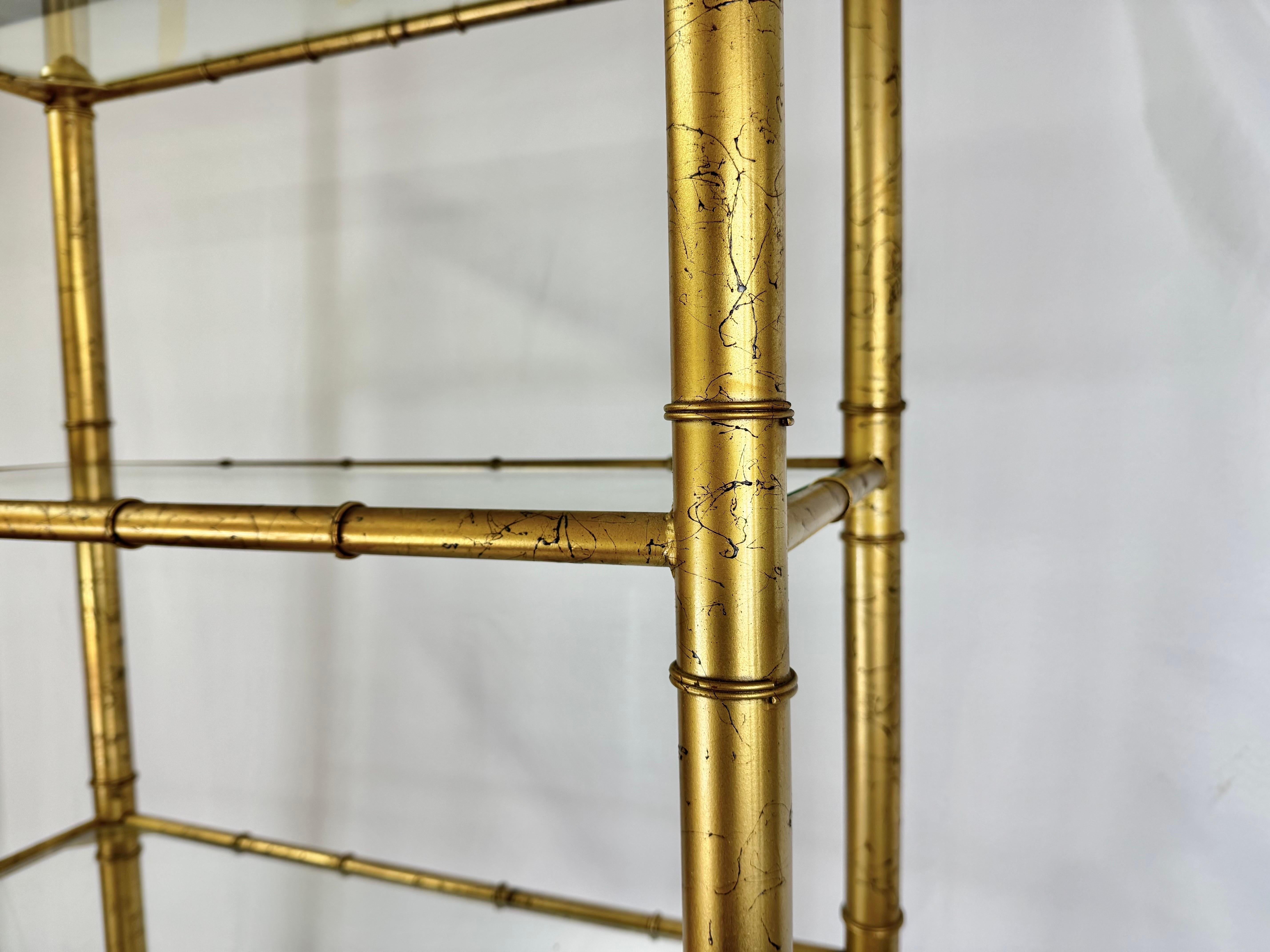 Faux Bamboo Gilt Etagere For Sale 7