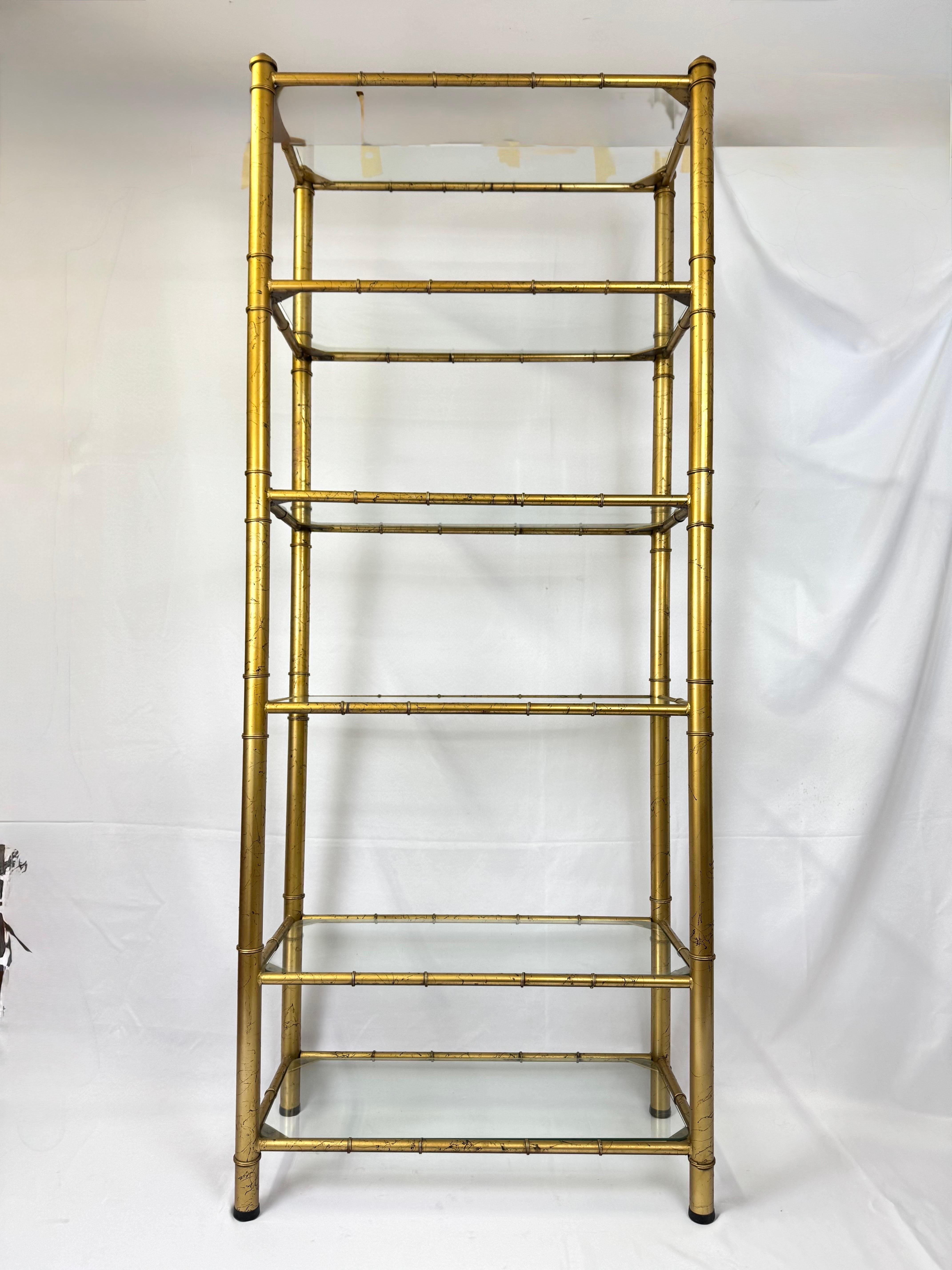 Faux Bamboo Gilt Etagere For Sale 1