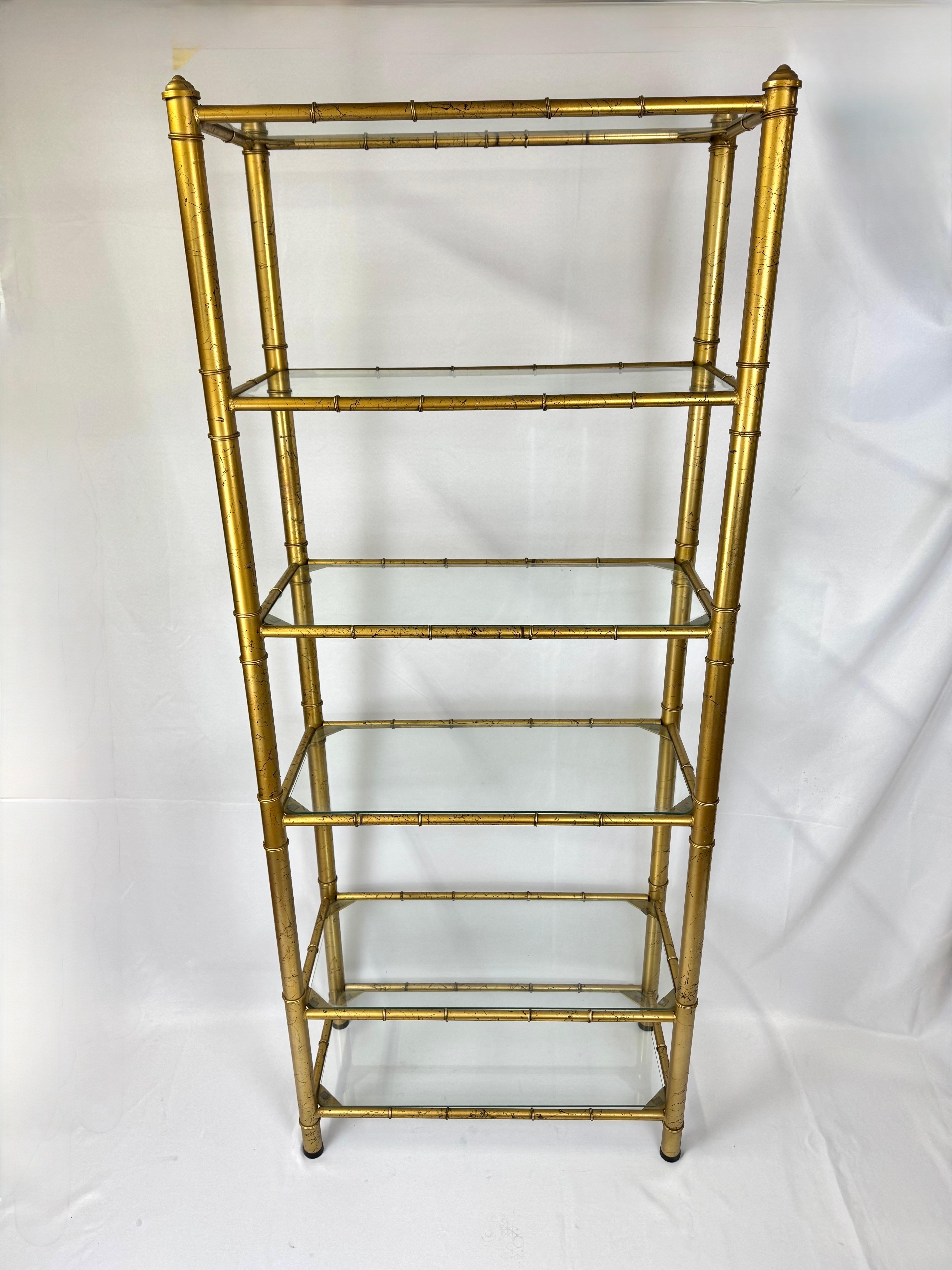 Faux Bamboo Gilt Etagere For Sale 2