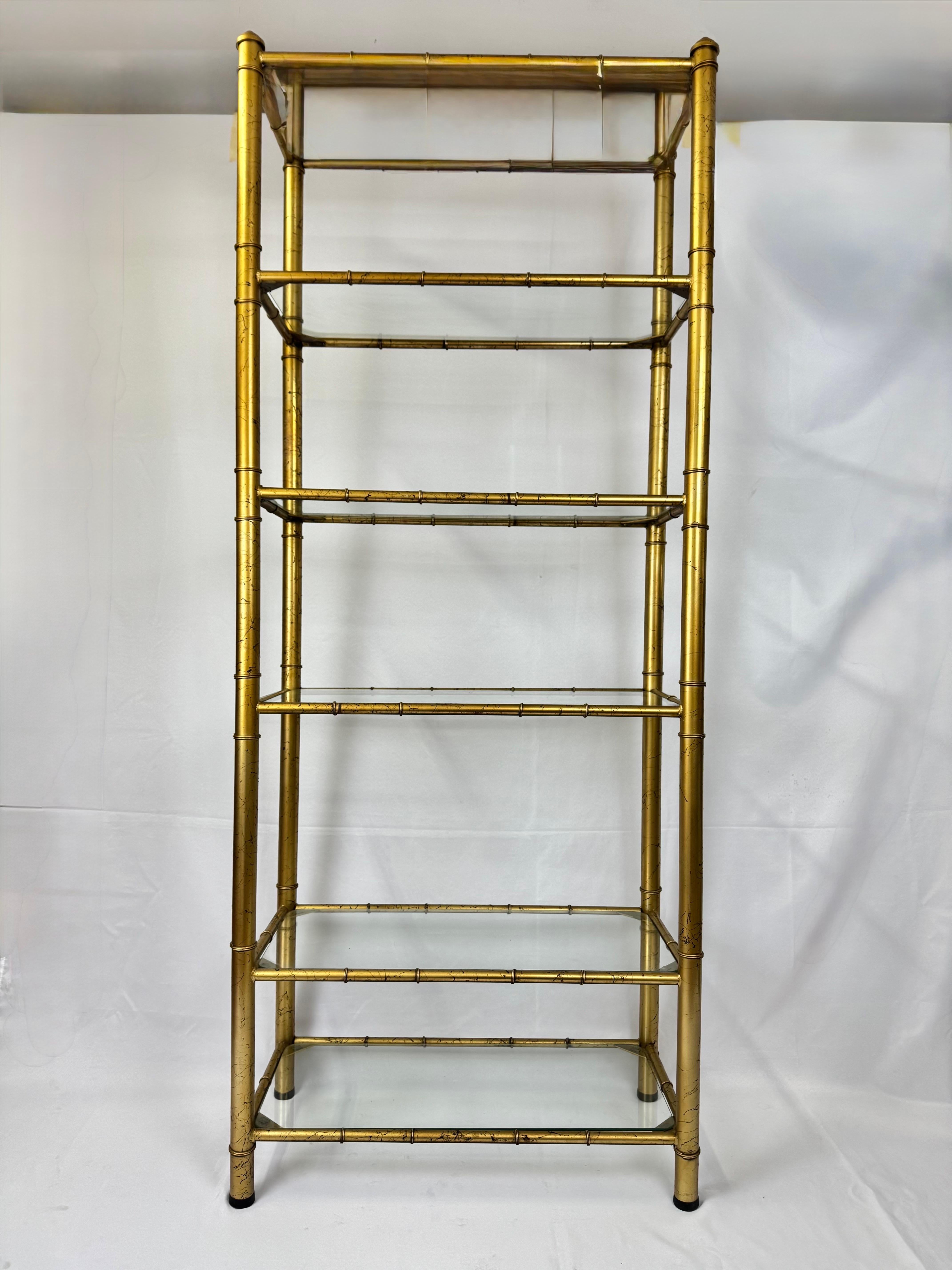 Faux Bamboo Gilt Etagere For Sale 3