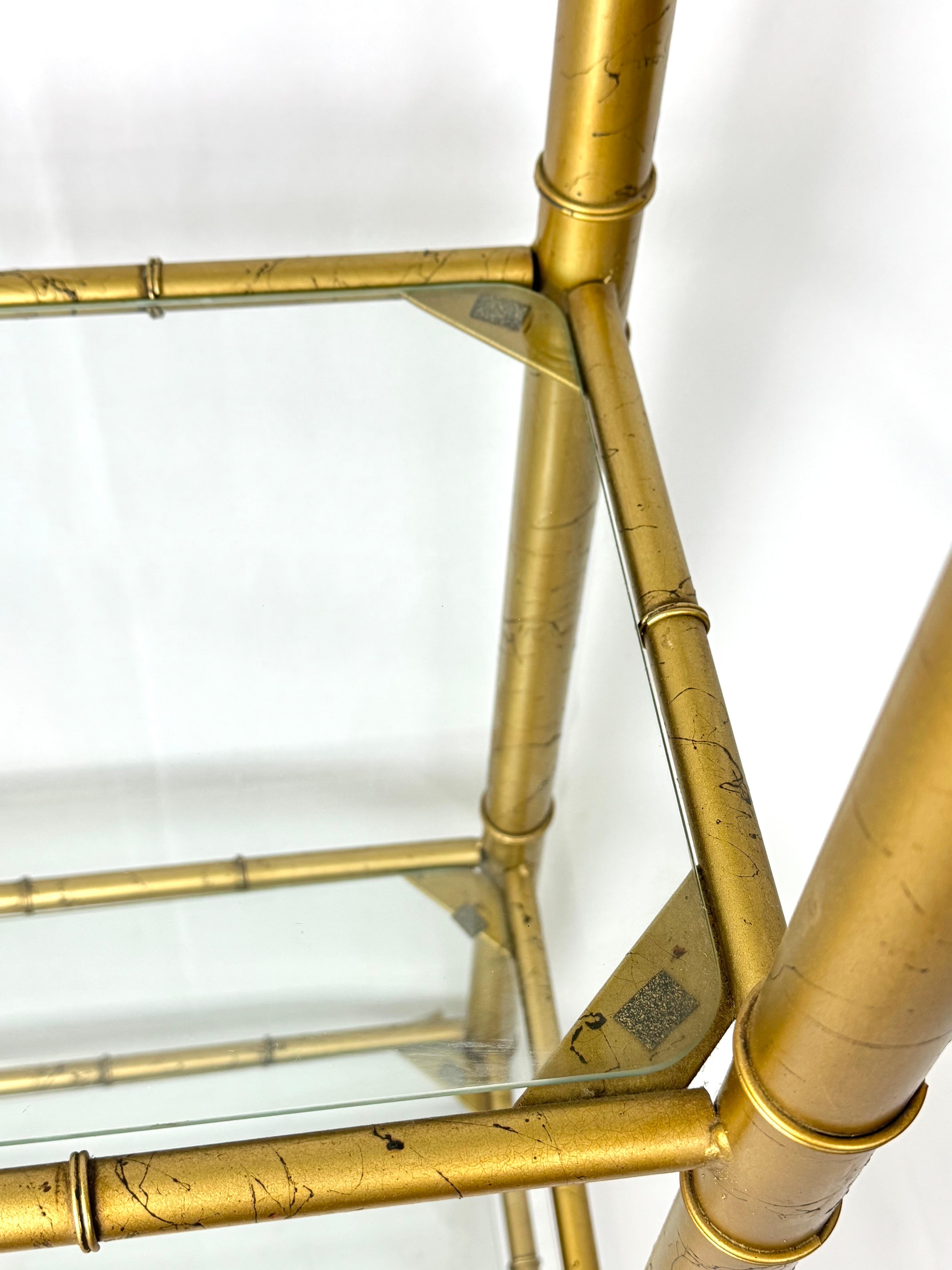 Faux Bamboo Gilt Etagere For Sale 4
