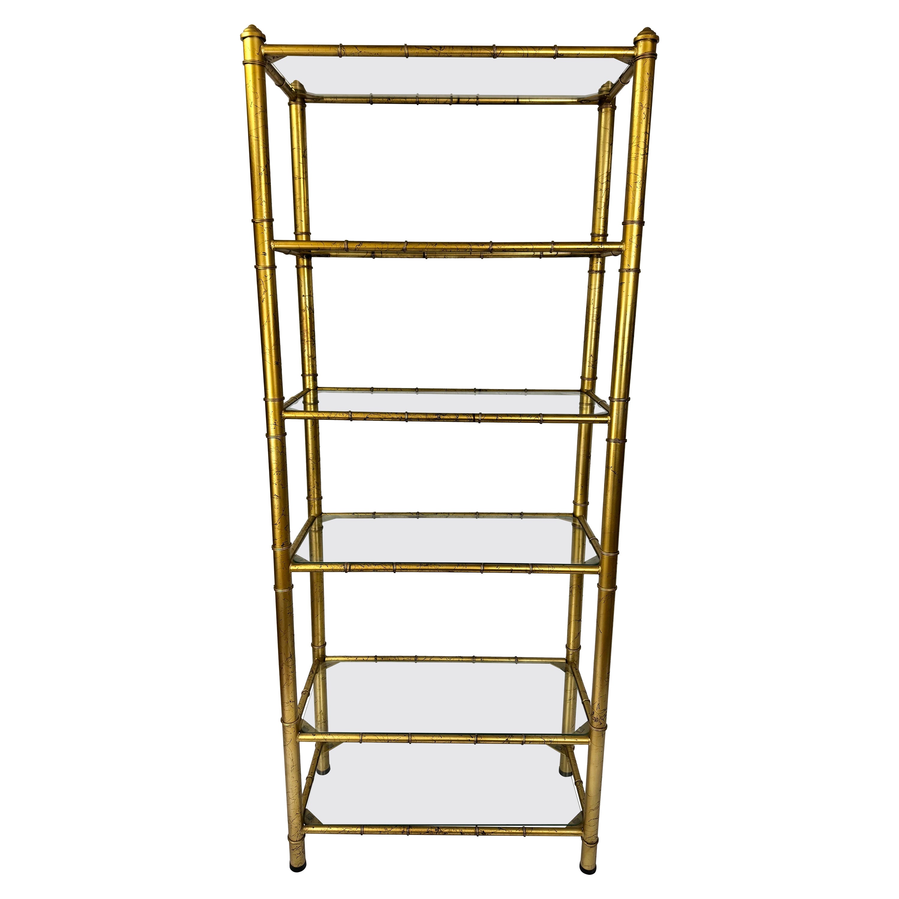 Étagère dorée faux bambou