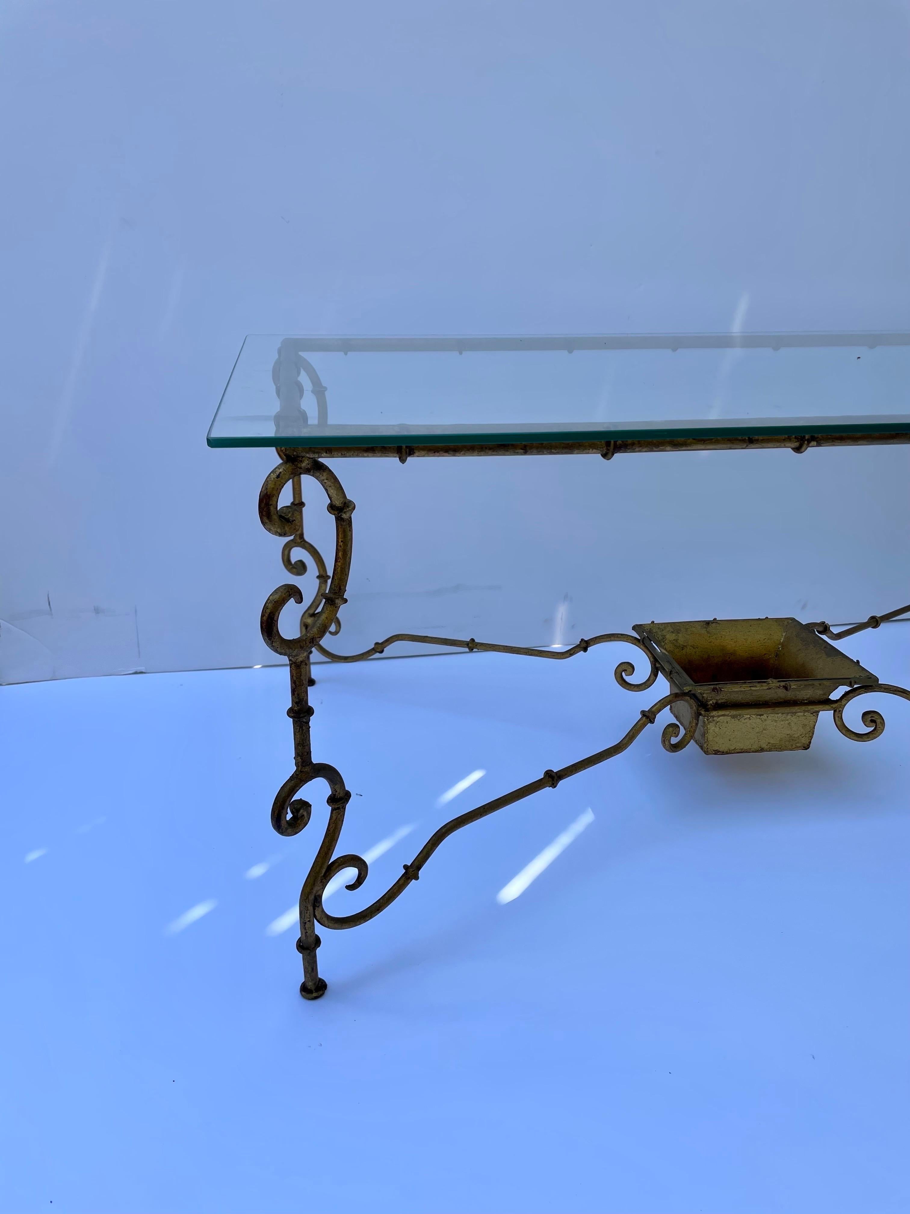 Faux Bamboo Gilt Iron Coffee Table For Sale 5