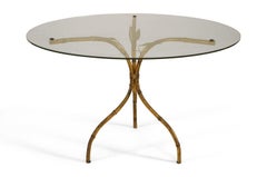 Faux Bamboo Gilt Metal and Glass Coffee Table