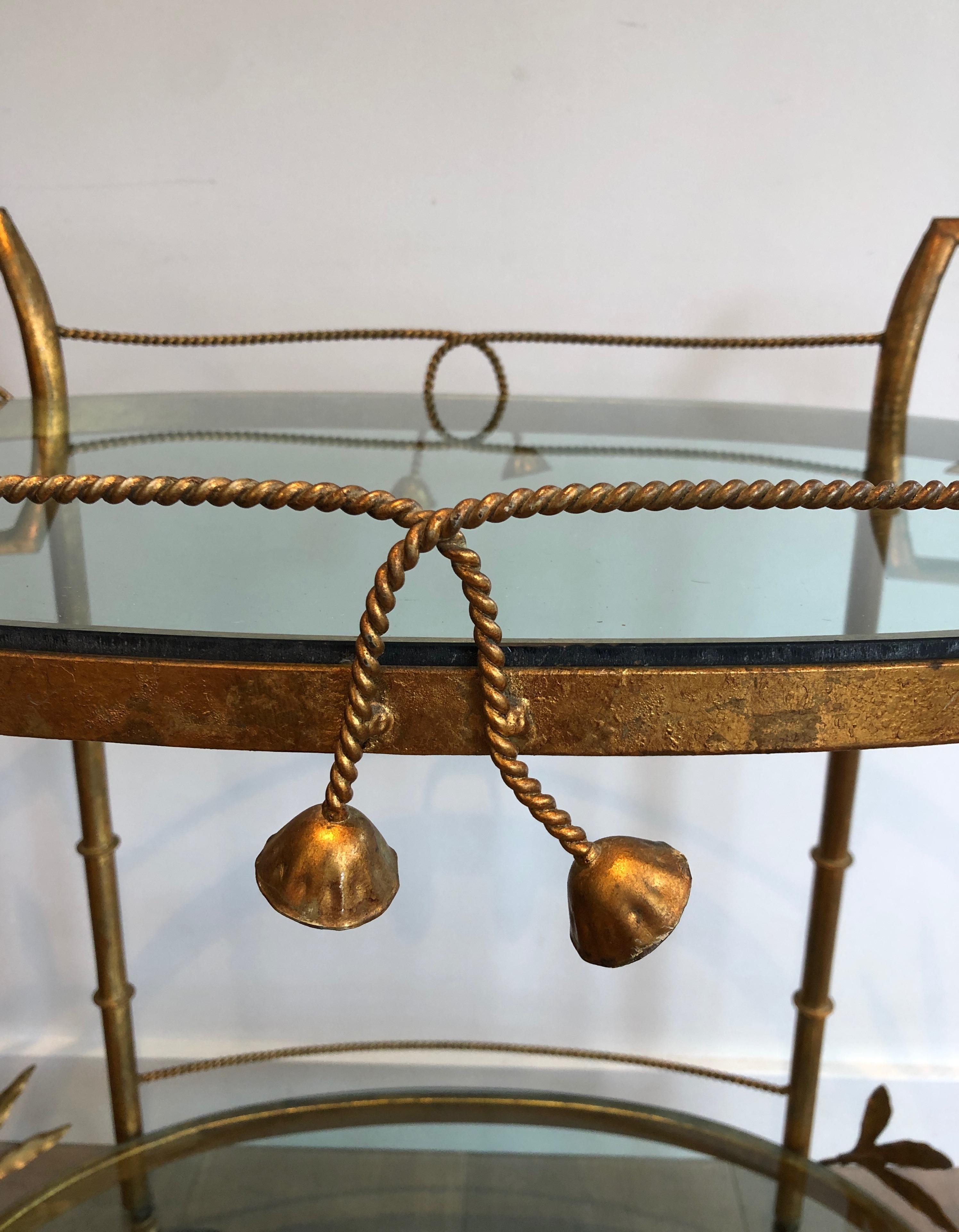 Faux-Bamboo Gilt Metal Drinks Trolley. French work Attributed to Coco Chanel.  5