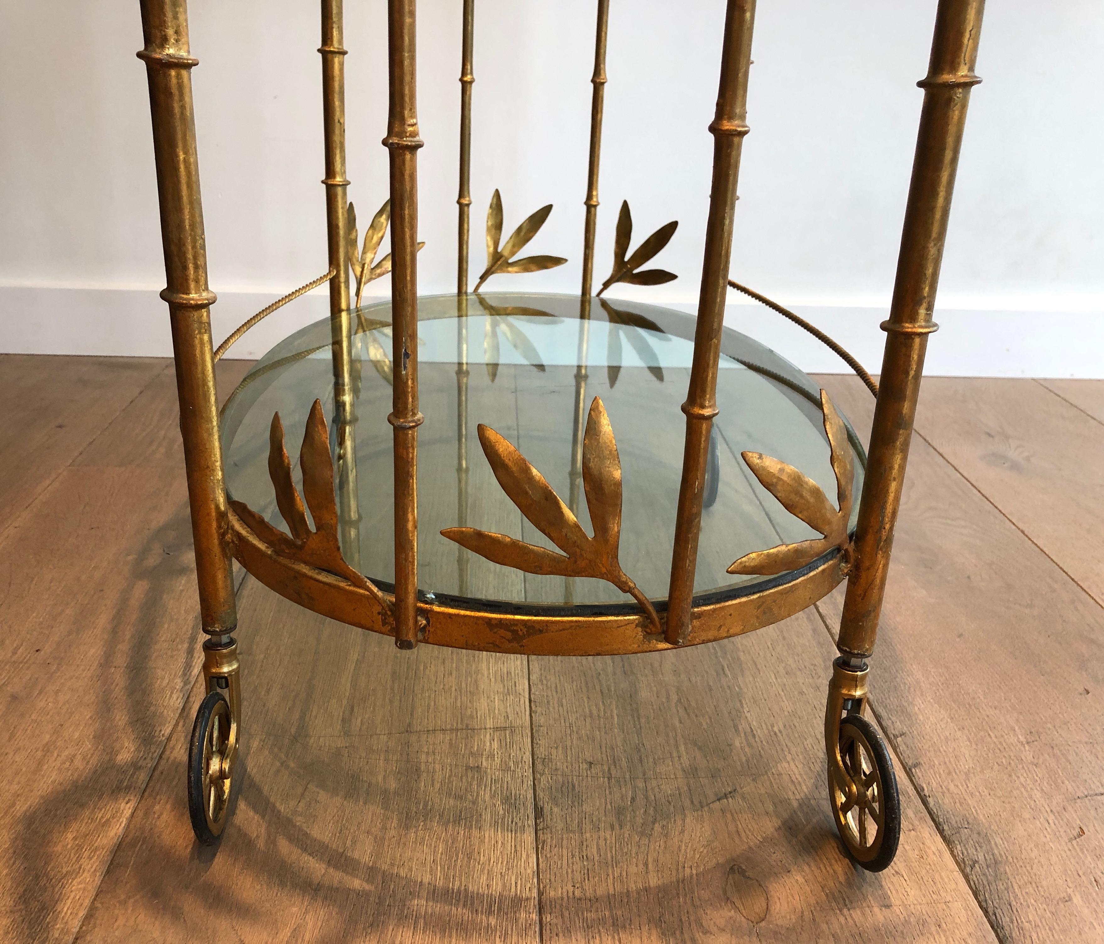 Faux-Bamboo Gilt Metal Drinks Trolley. French work Attributed to Coco Chanel.  6