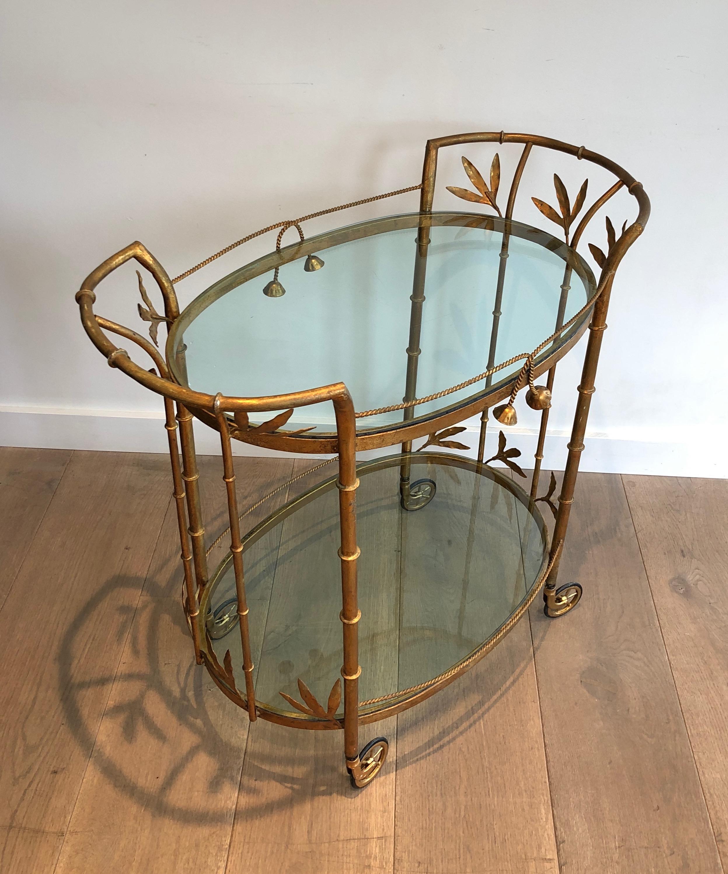 Faux-Bamboo Gilt Metal Drinks Trolley. French work Attributed to Coco Chanel.  15