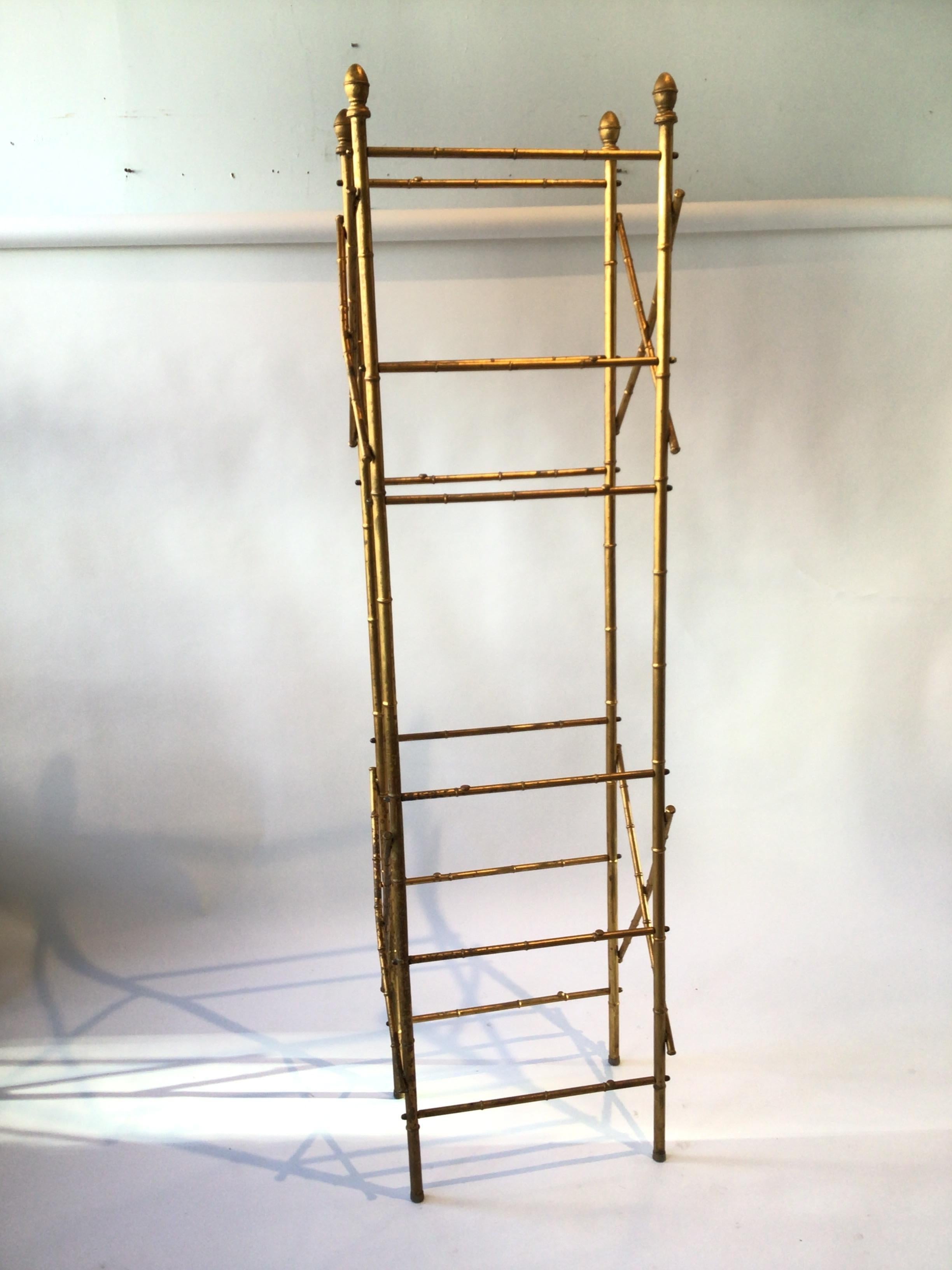 Faux Bamboo Gilt Metal Etagere In Good Condition For Sale In Tarrytown, NY
