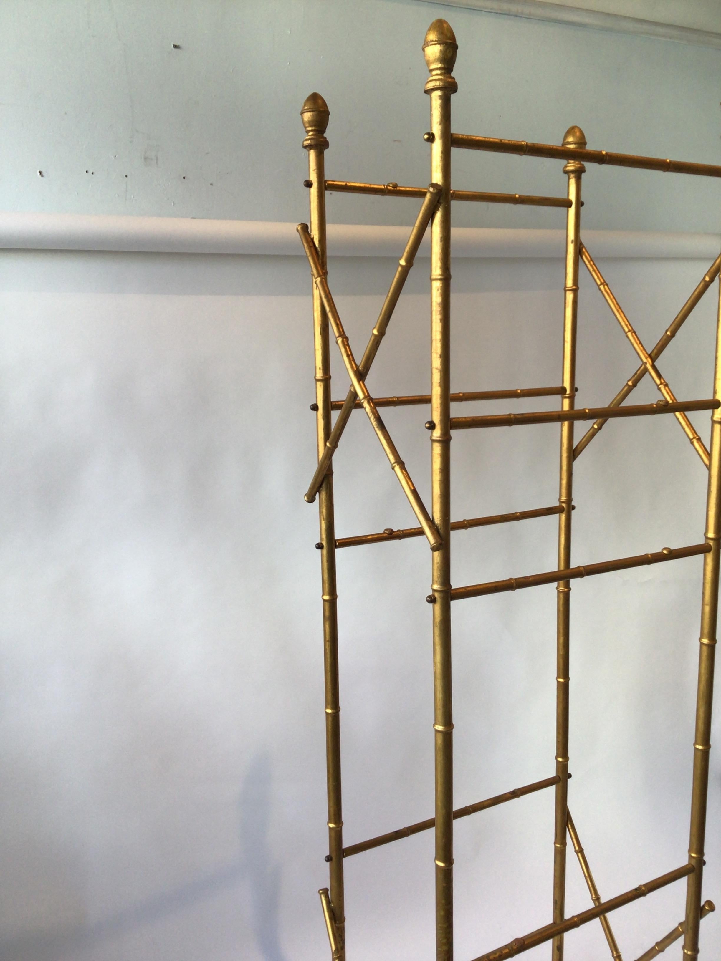 Contemporary Faux Bamboo Gilt Metal Etagere For Sale