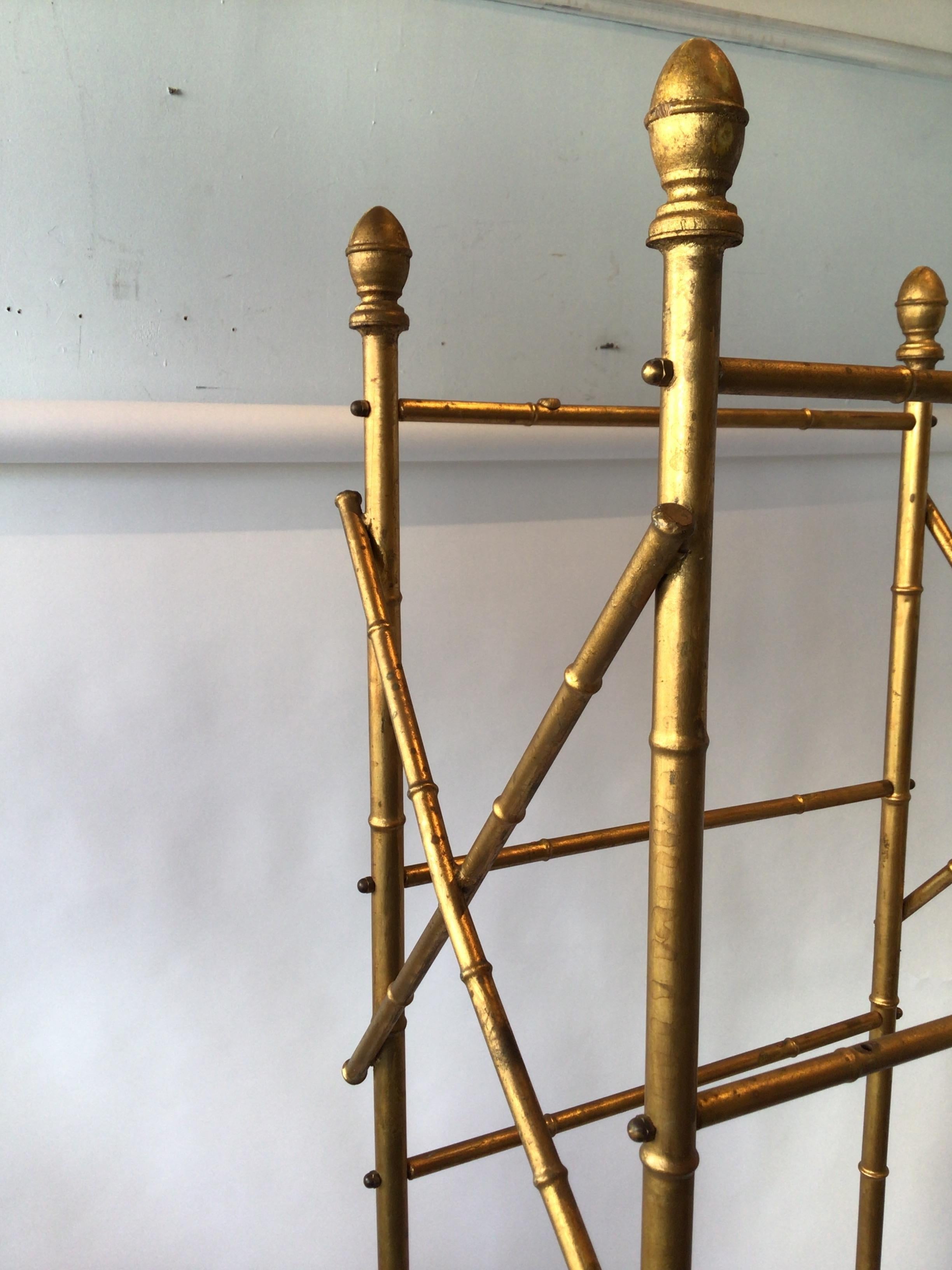 Faux Bamboo Gilt Metal Etagere For Sale 1