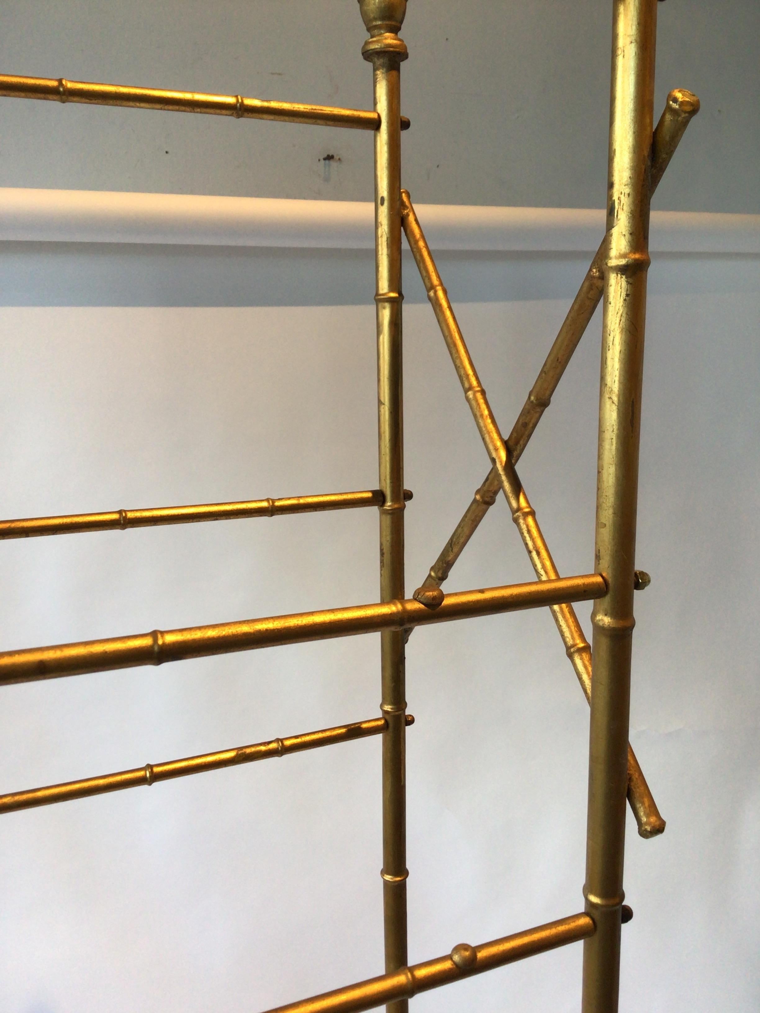 Faux Bamboo Gilt Metal Etagere For Sale 2