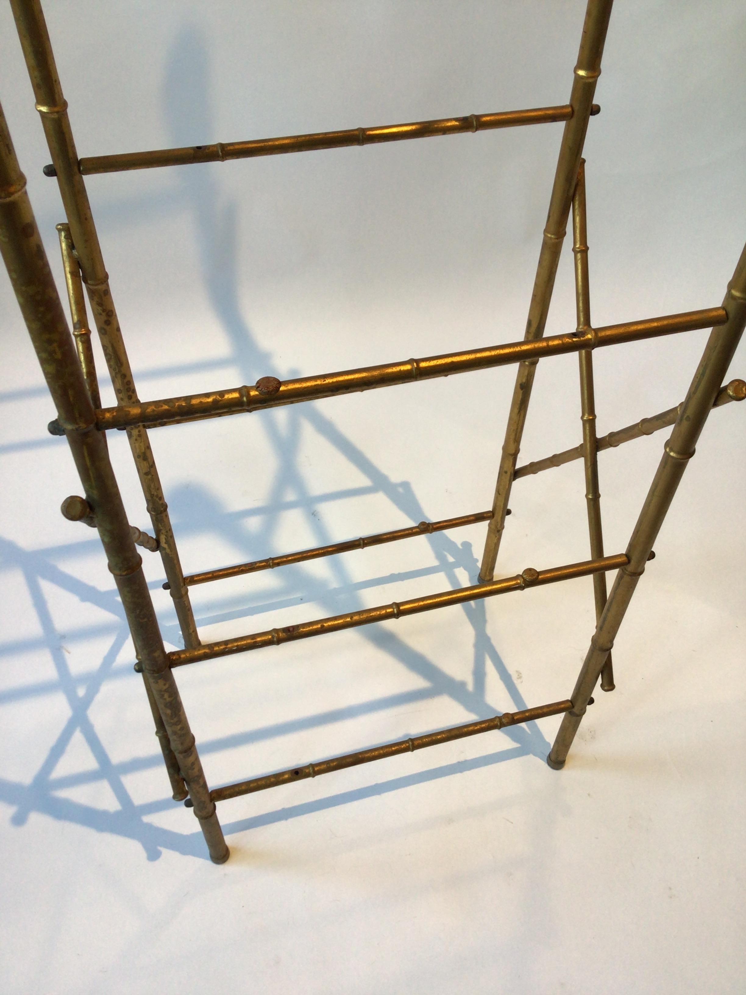 Faux Bamboo Gilt Metal Etagere For Sale 3