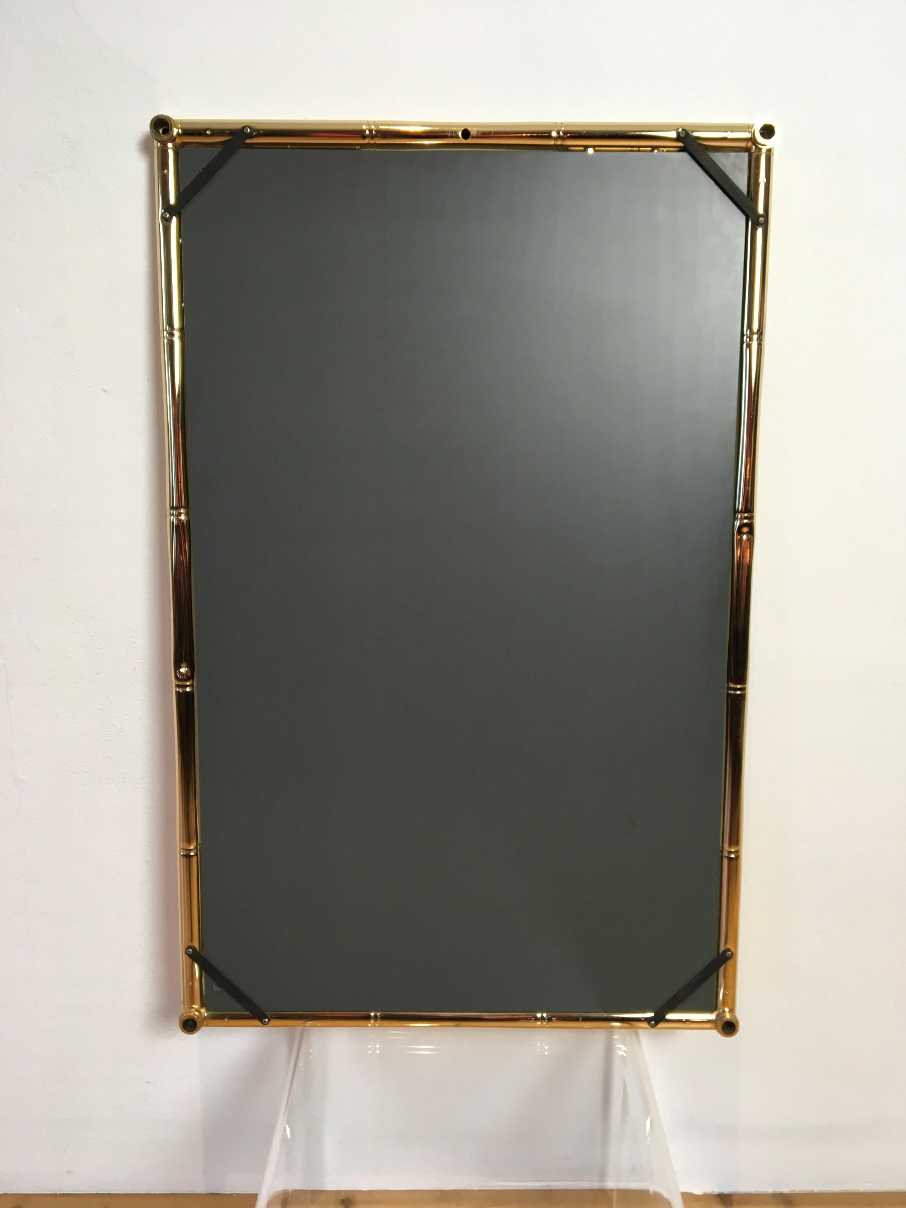 Faux Bamboo Gilt Metal Mirror, Italy, 1970s 2