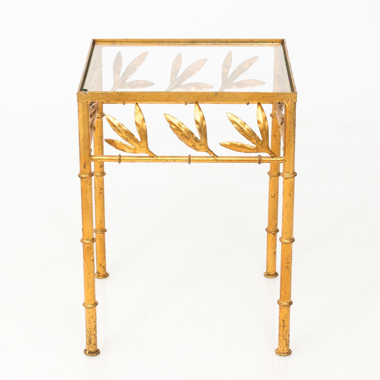 Chinoiserie Faux Bamboo Gilt Metal Nesting Tables