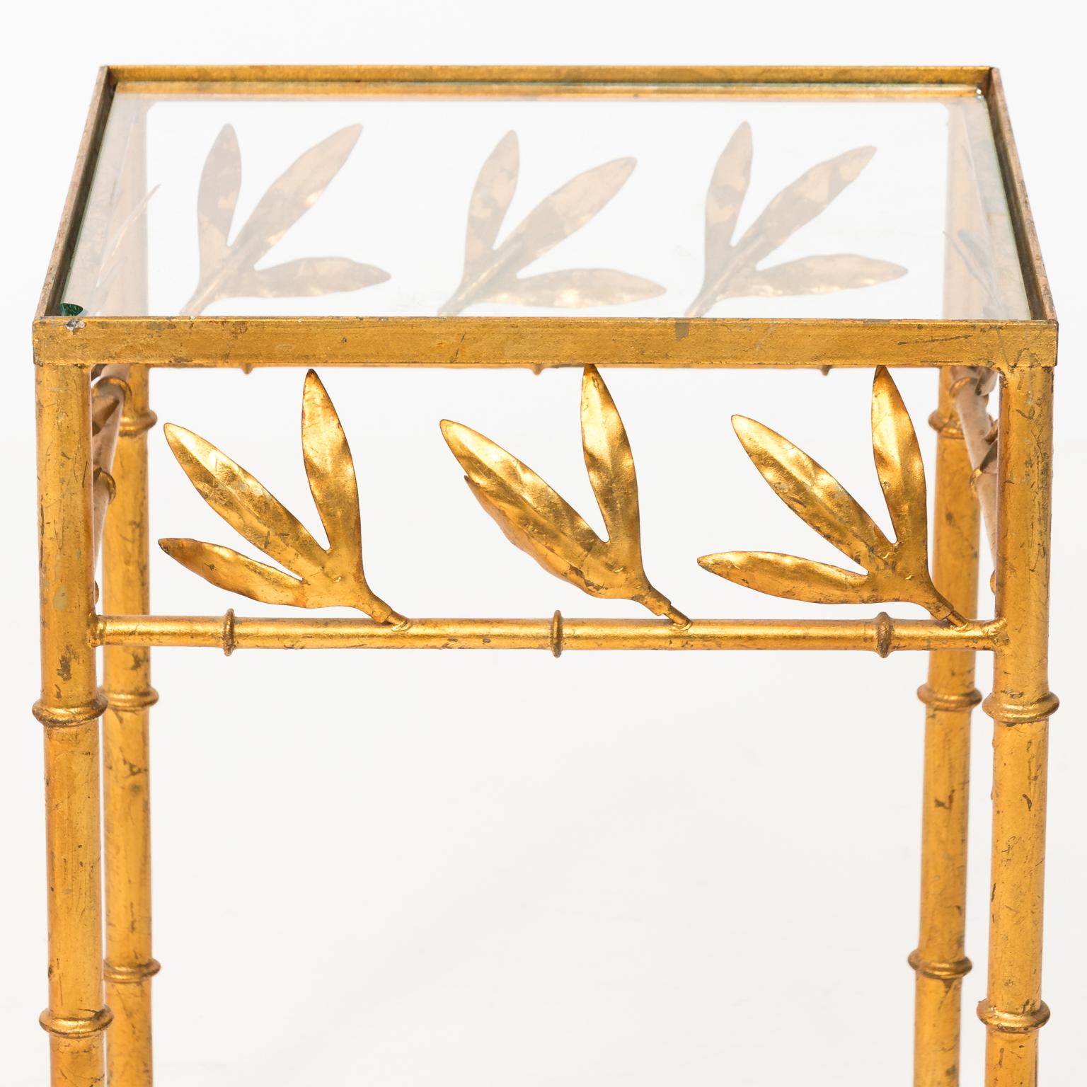 Faux Bamboo Gilt Metal Nesting Tables In Excellent Condition In Stamford, CT