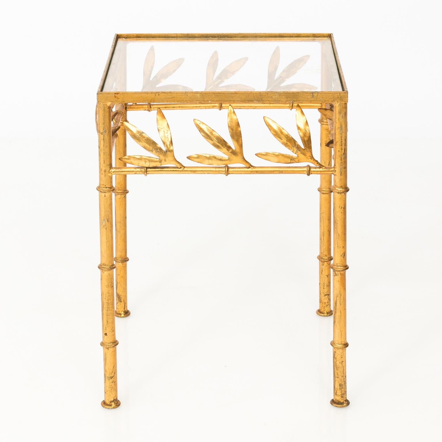 Faux Bamboo Gilt Metal Nesting Tables 1