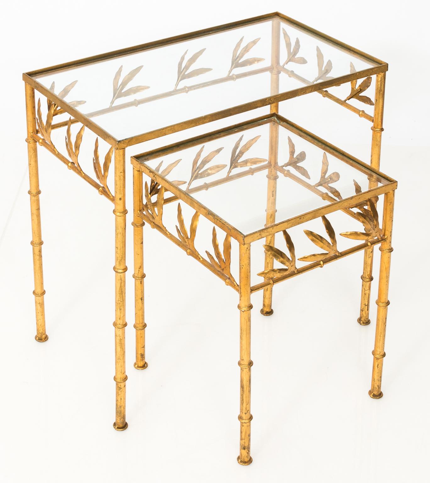 Faux Bamboo Gilt Metal Nesting Tables 2