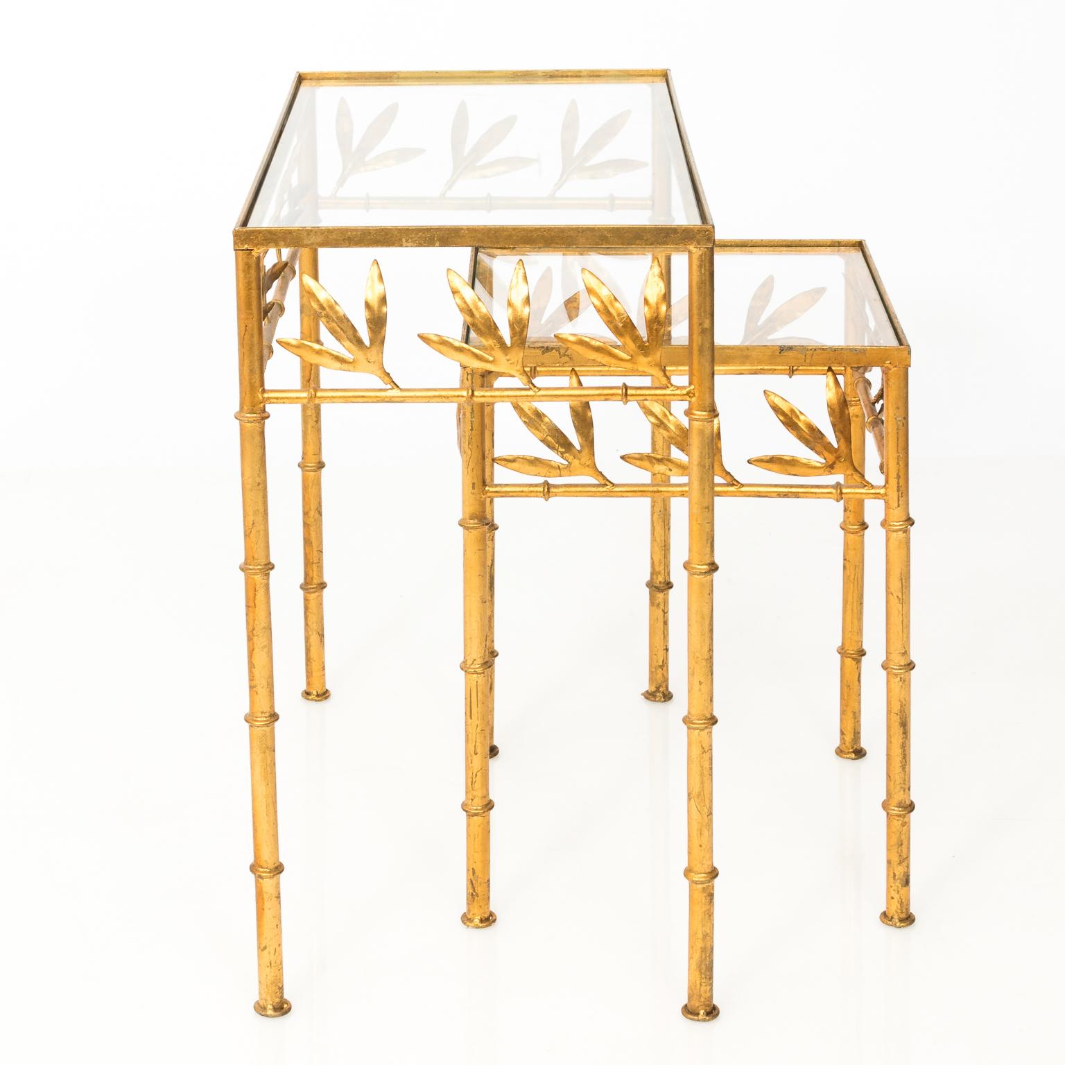 Faux Bamboo Gilt Metal Nesting Tables 3