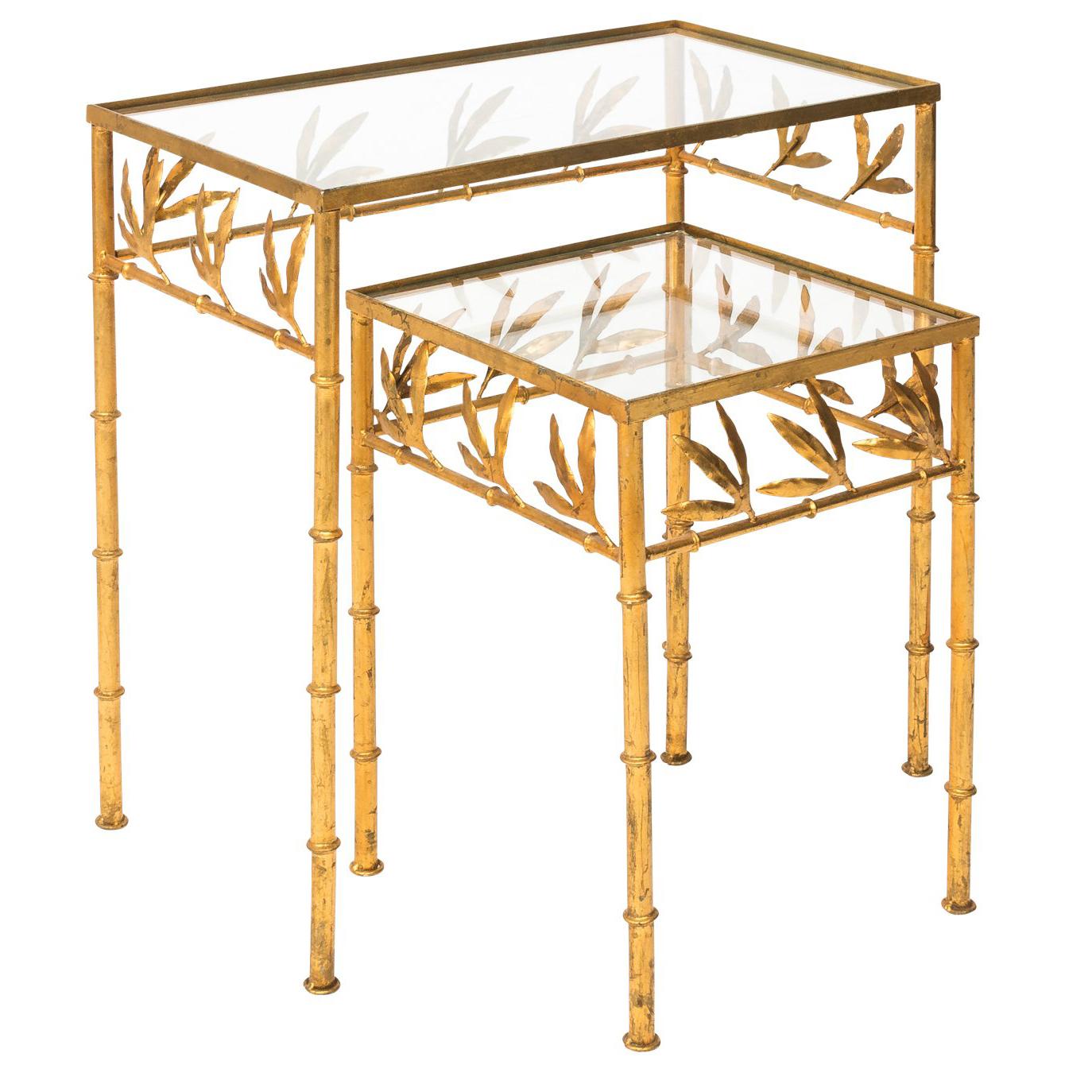 Faux Bamboo Gilt Metal Nesting Tables