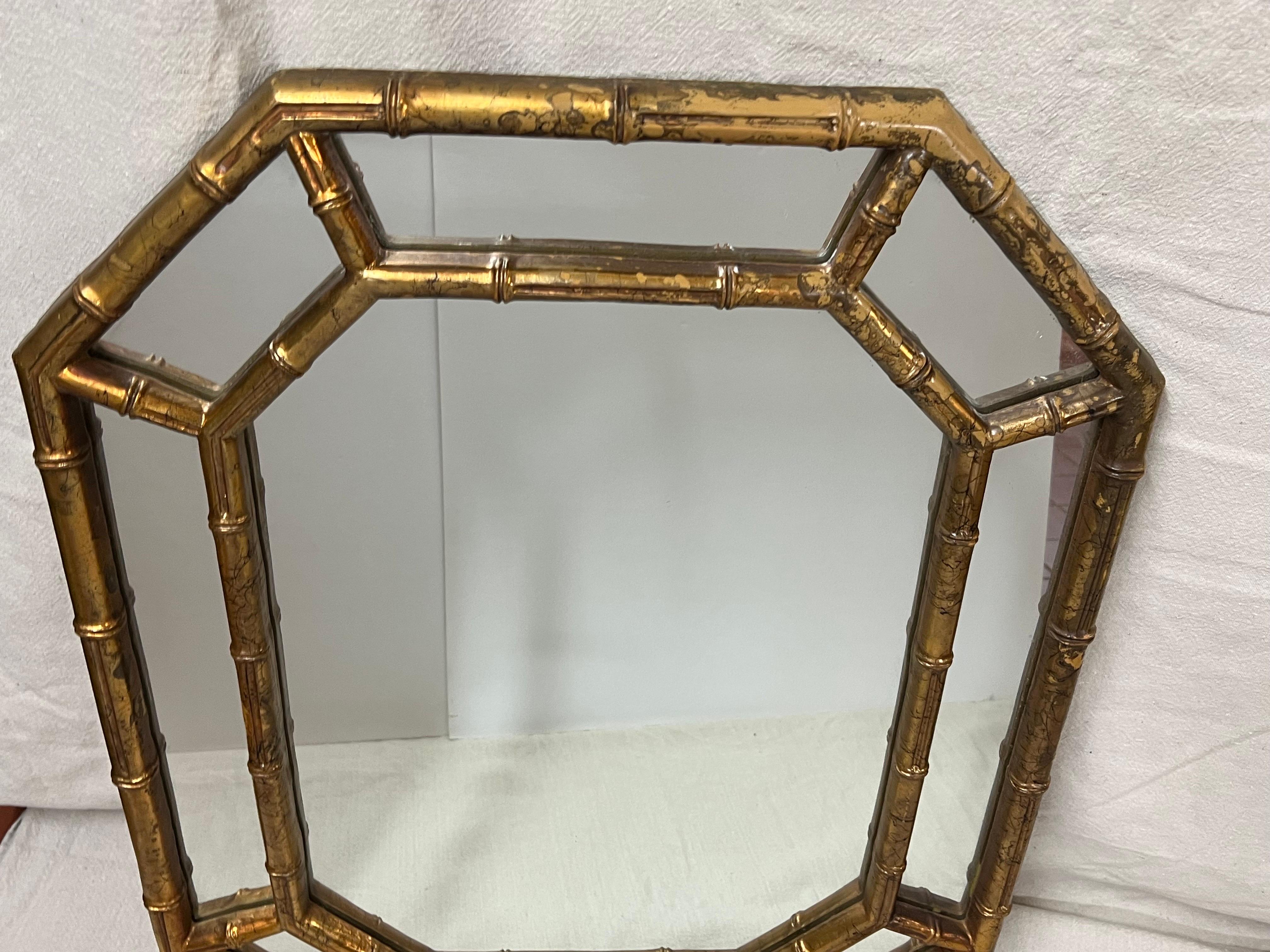 Faux Bamboo Gilt Octagonal Mirror 6