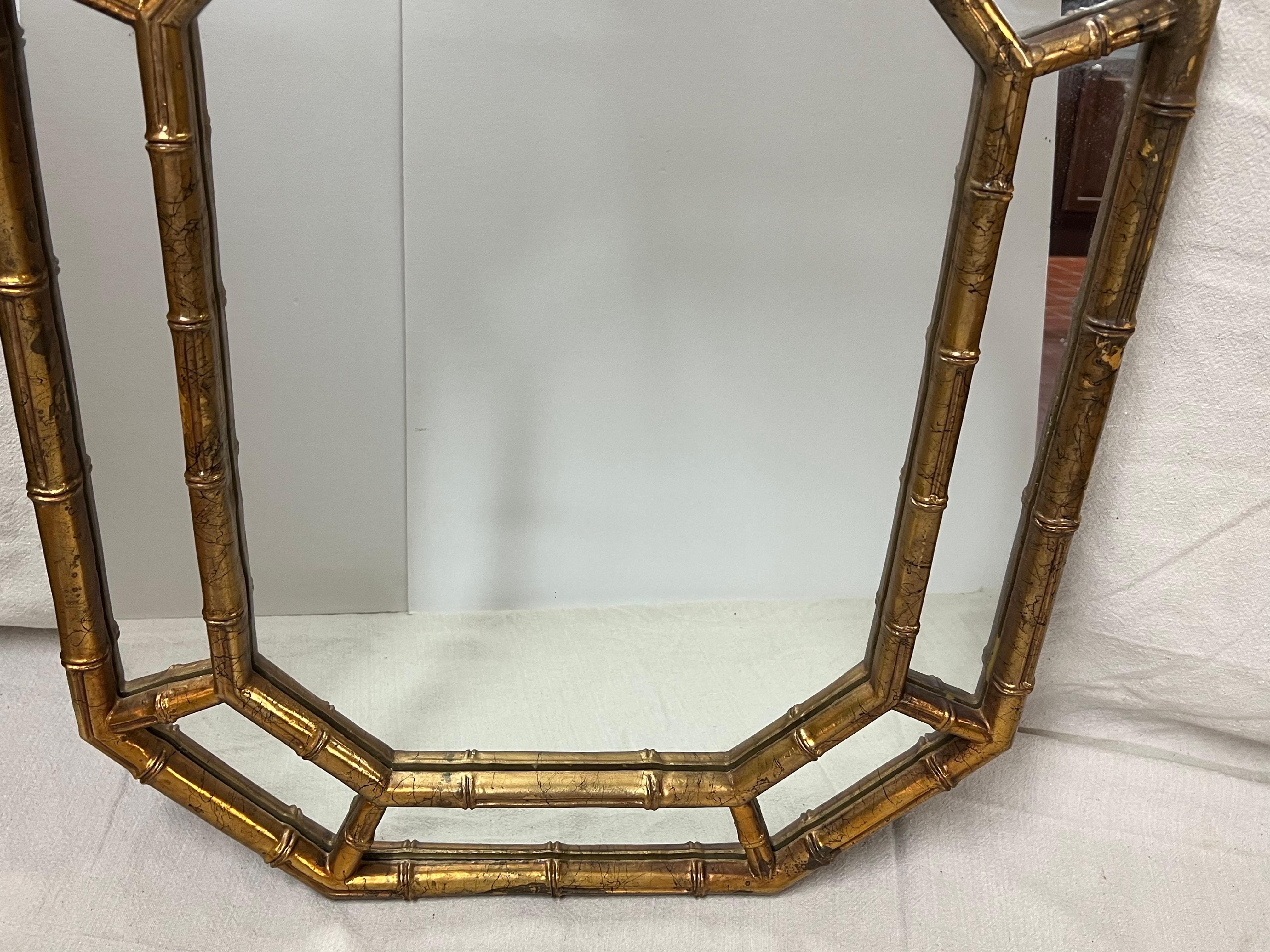 Faux Bamboo Gilt Octagonal Mirror 10