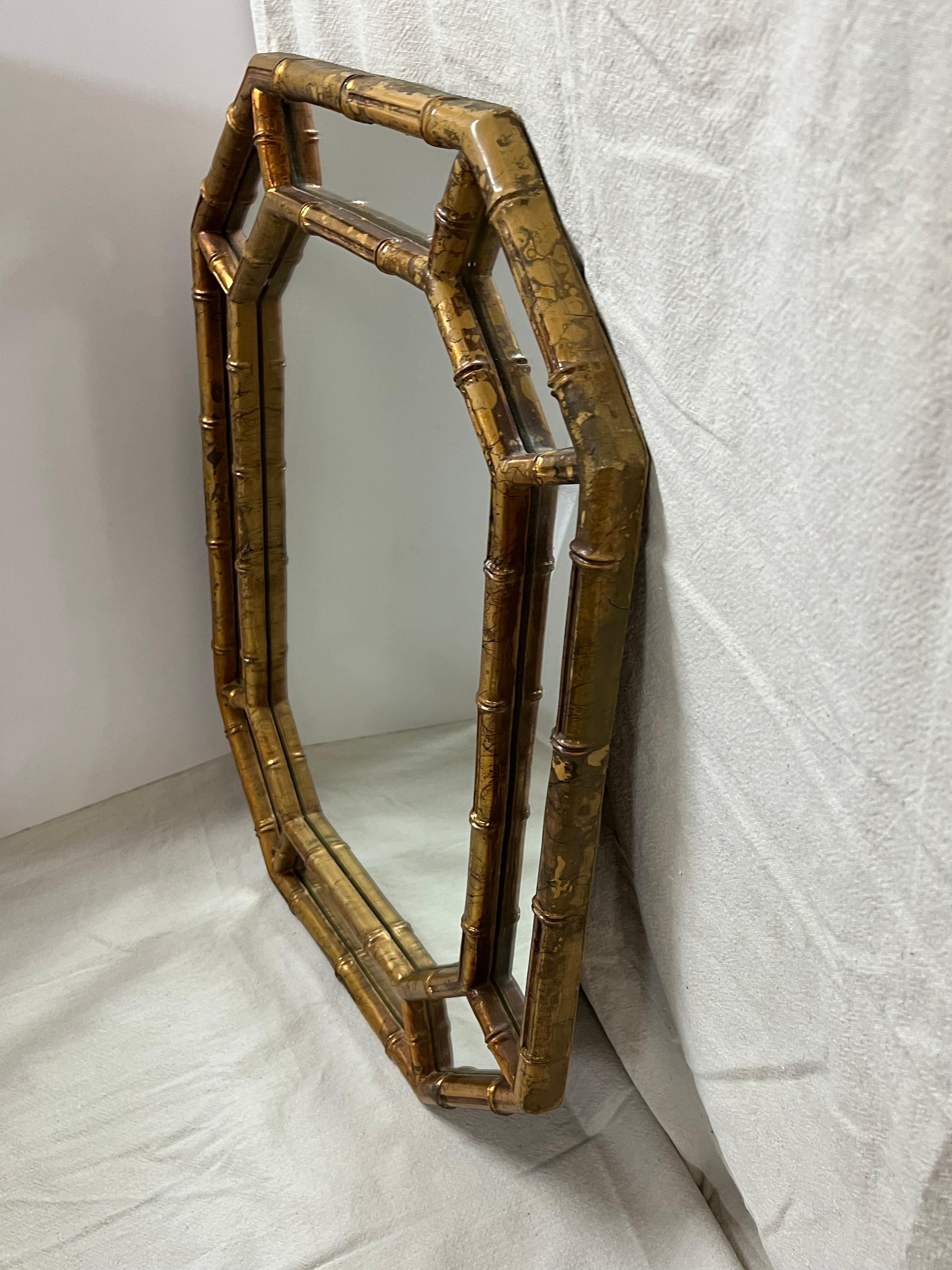 Faux Bamboo Gilt Octagonal Mirror 12