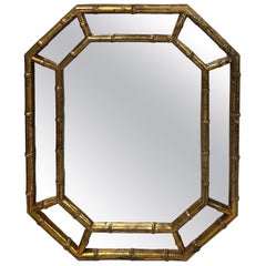 Faux Bamboo Gilt Octagonal Mirror