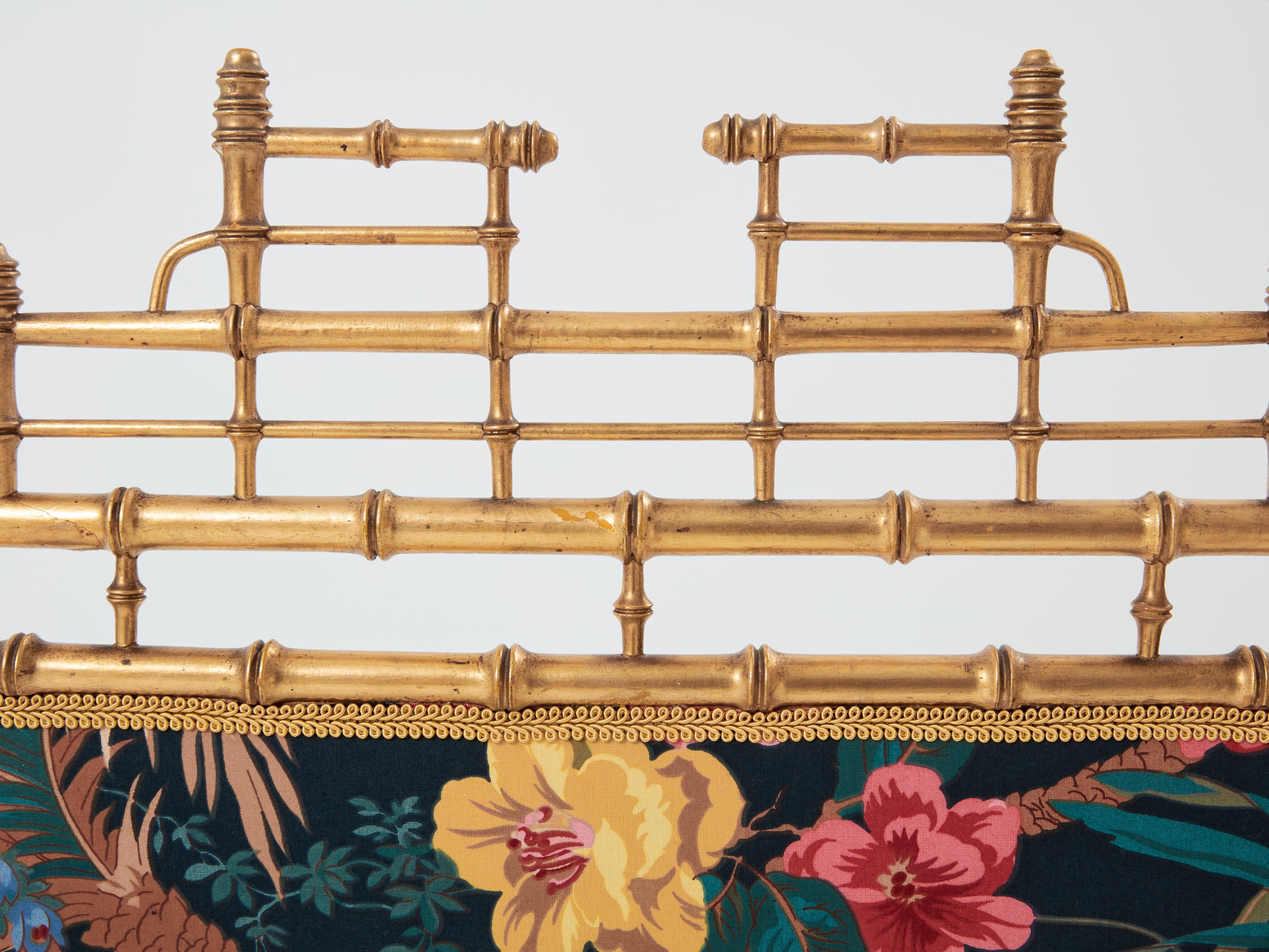 Französischer dekorativer Kaminschirm aus vergoldetem Bambusimitat, 1960er Jahre im Angebot 4