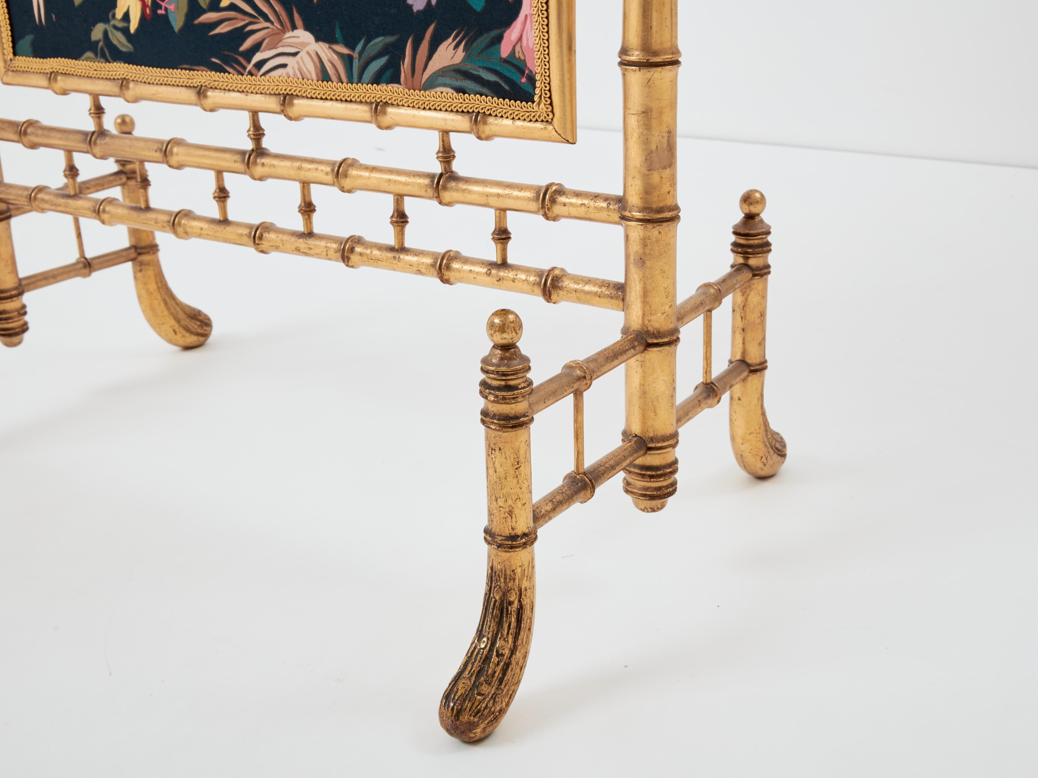 Tissu Pare-étincelles décoratives françaises en faux bambou doré des années 1960 en vente