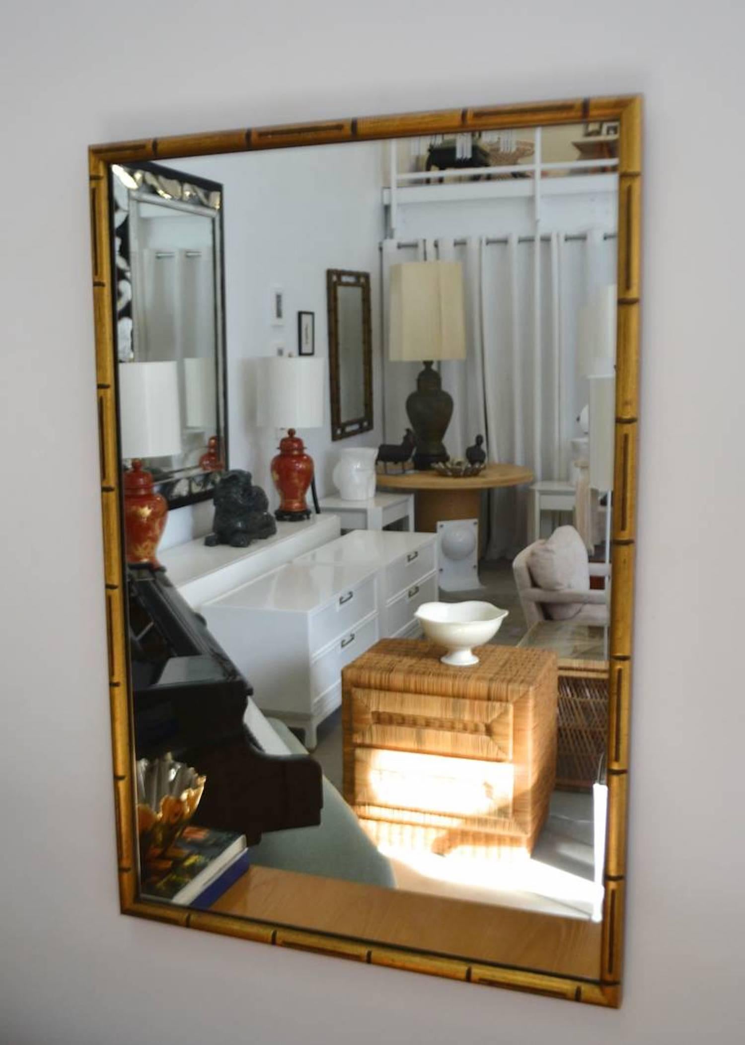 American Faux Bamboo Giltwood Mirror For Sale