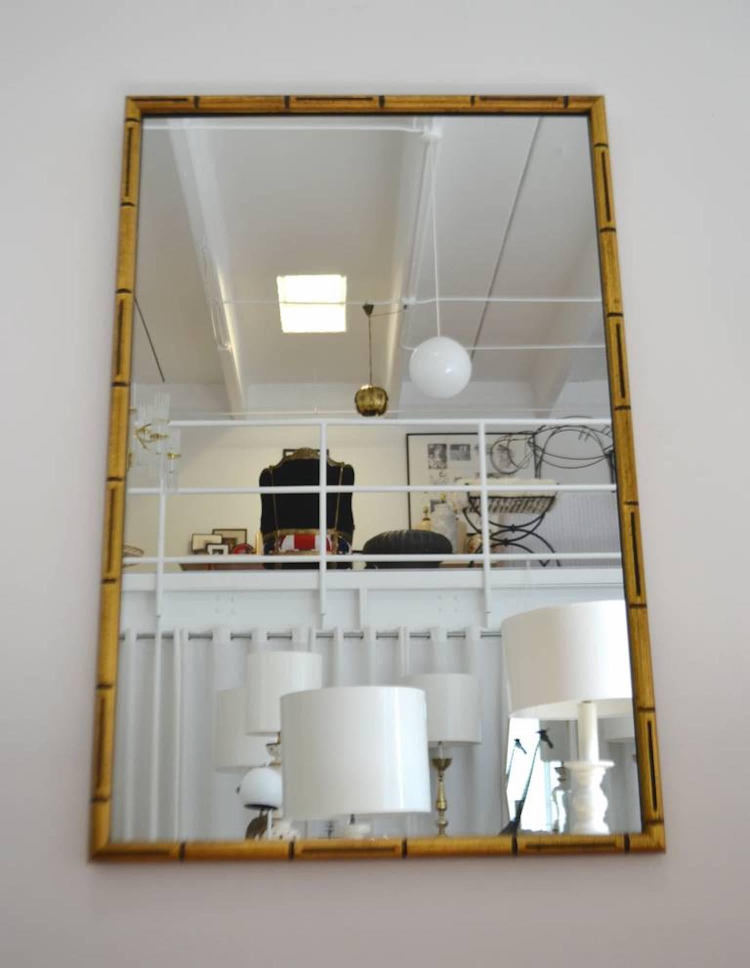 Faux Bamboo Giltwood Mirror In Good Condition For Sale In West Palm Beach, FL