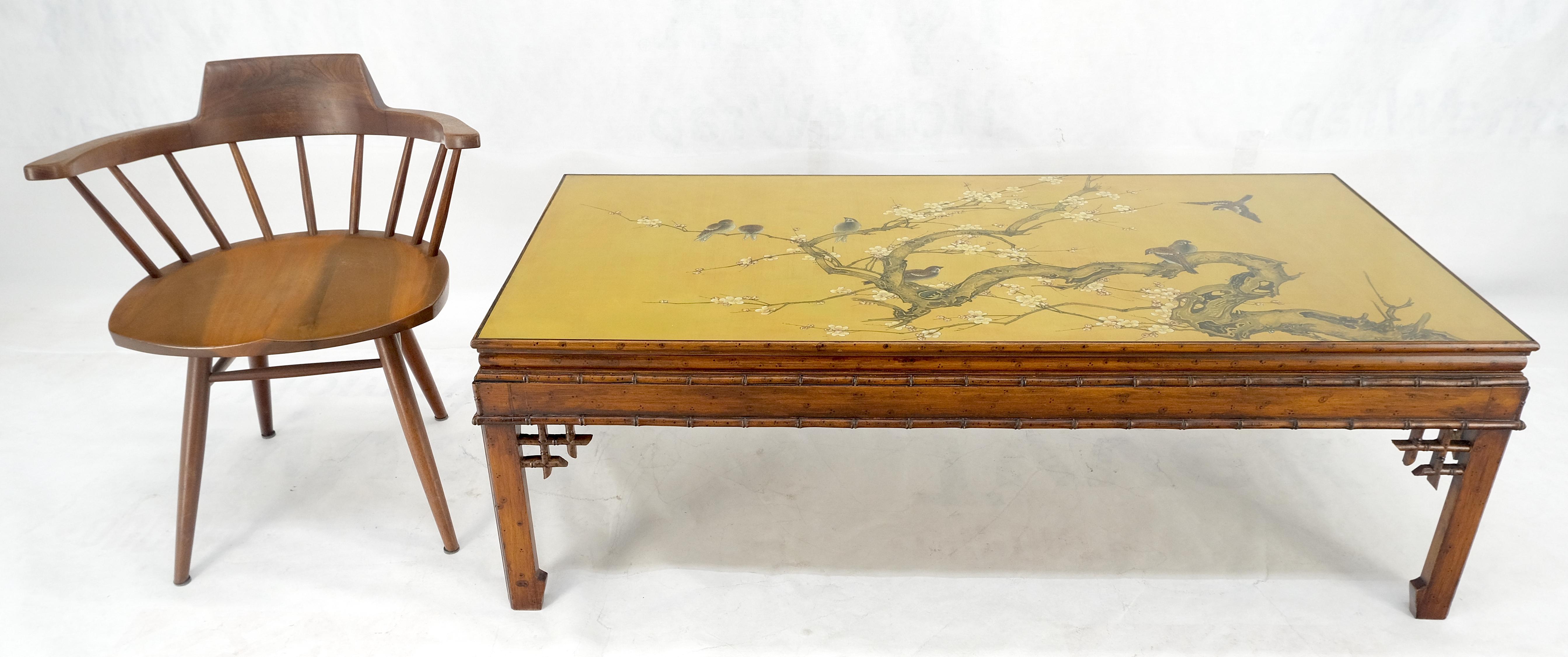 Faux Bamboo Glas geschützt gemalt Top Asian Style Rechteck Couchtisch MINT! im Angebot 5