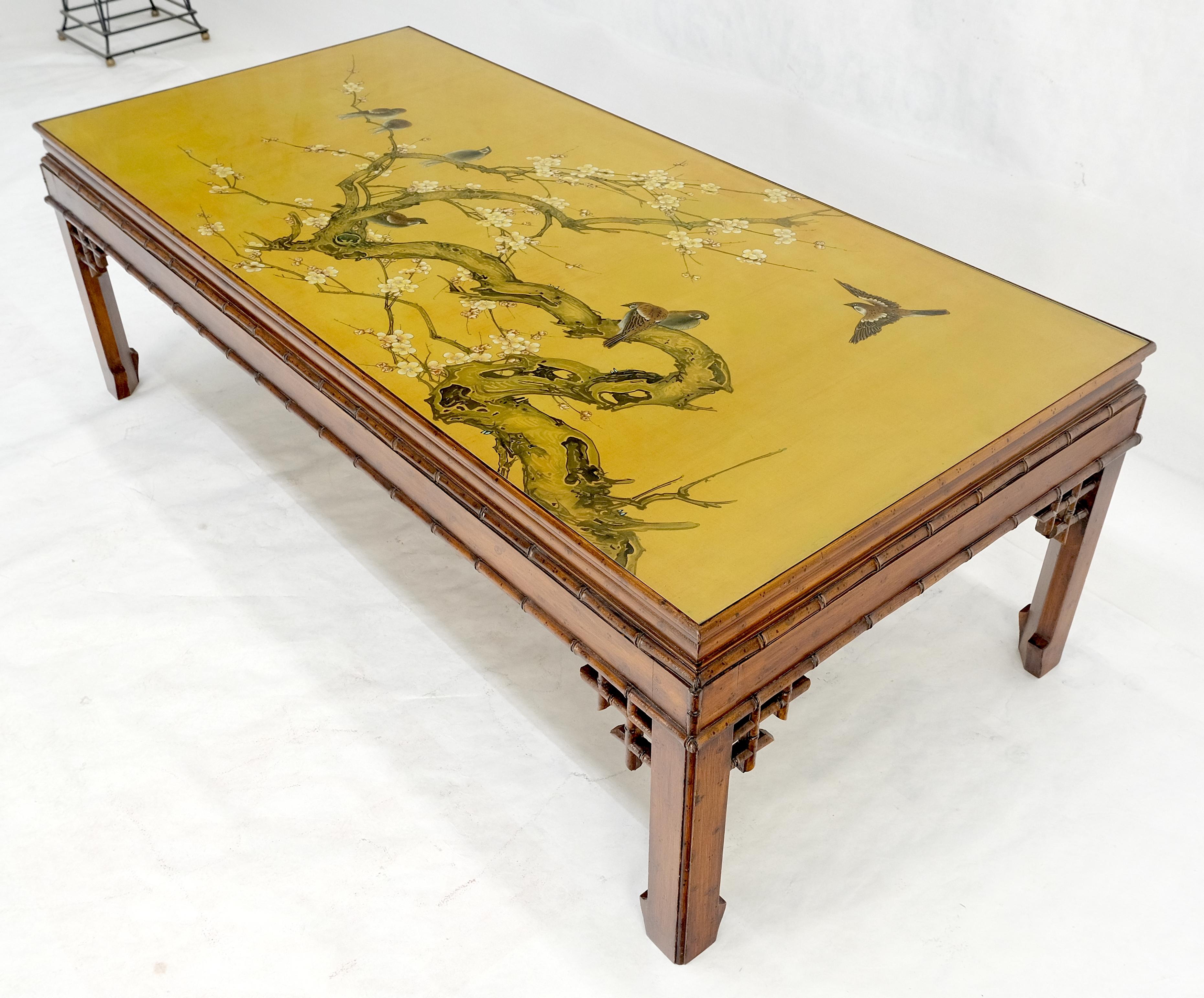 Faux Bamboo Glas geschützt gemalt Top Asian Style Rechteck Couchtisch MINT! im Angebot 6