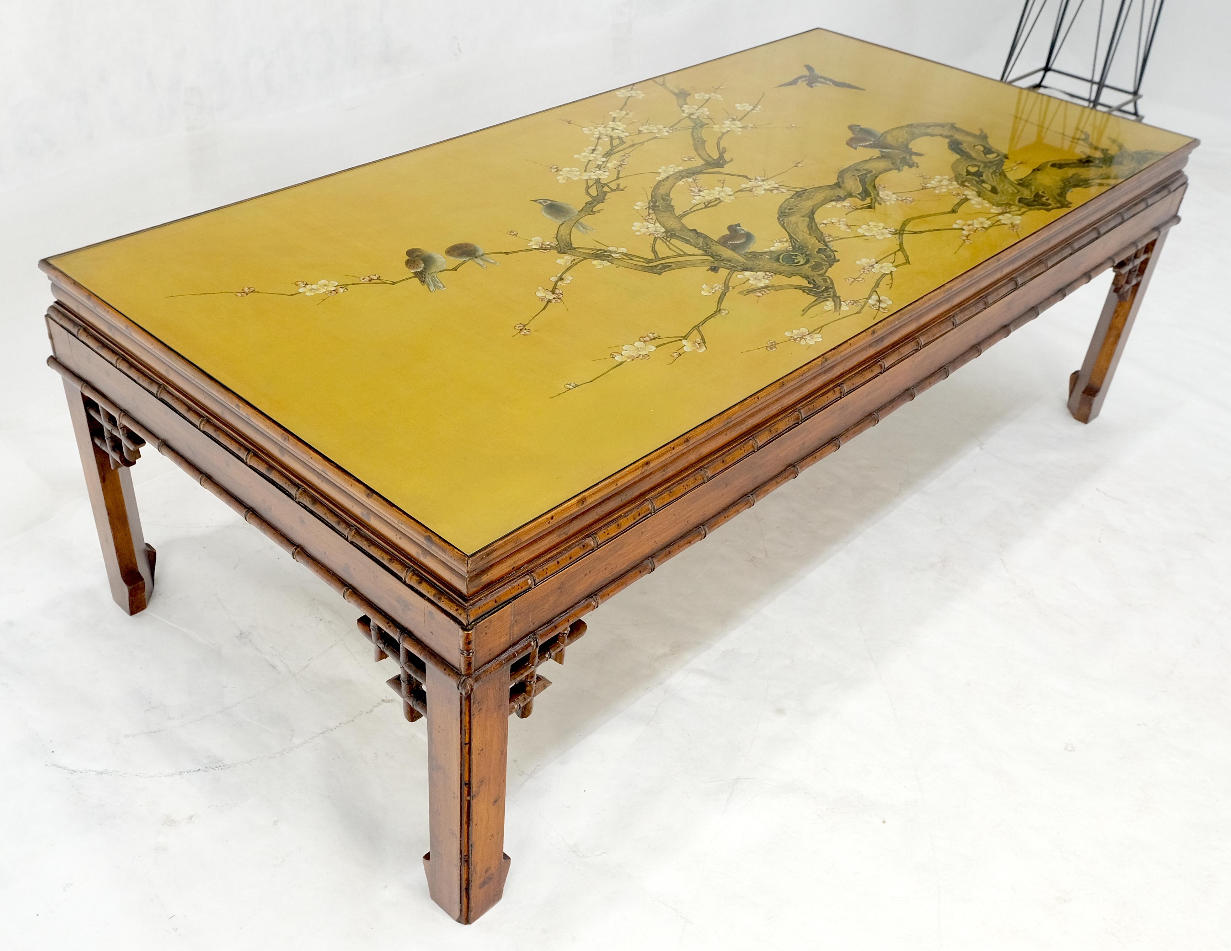 Faux Bamboo Glas geschützt gemalt Top Asian Style Rechteck Couchtisch MINT! im Angebot 11