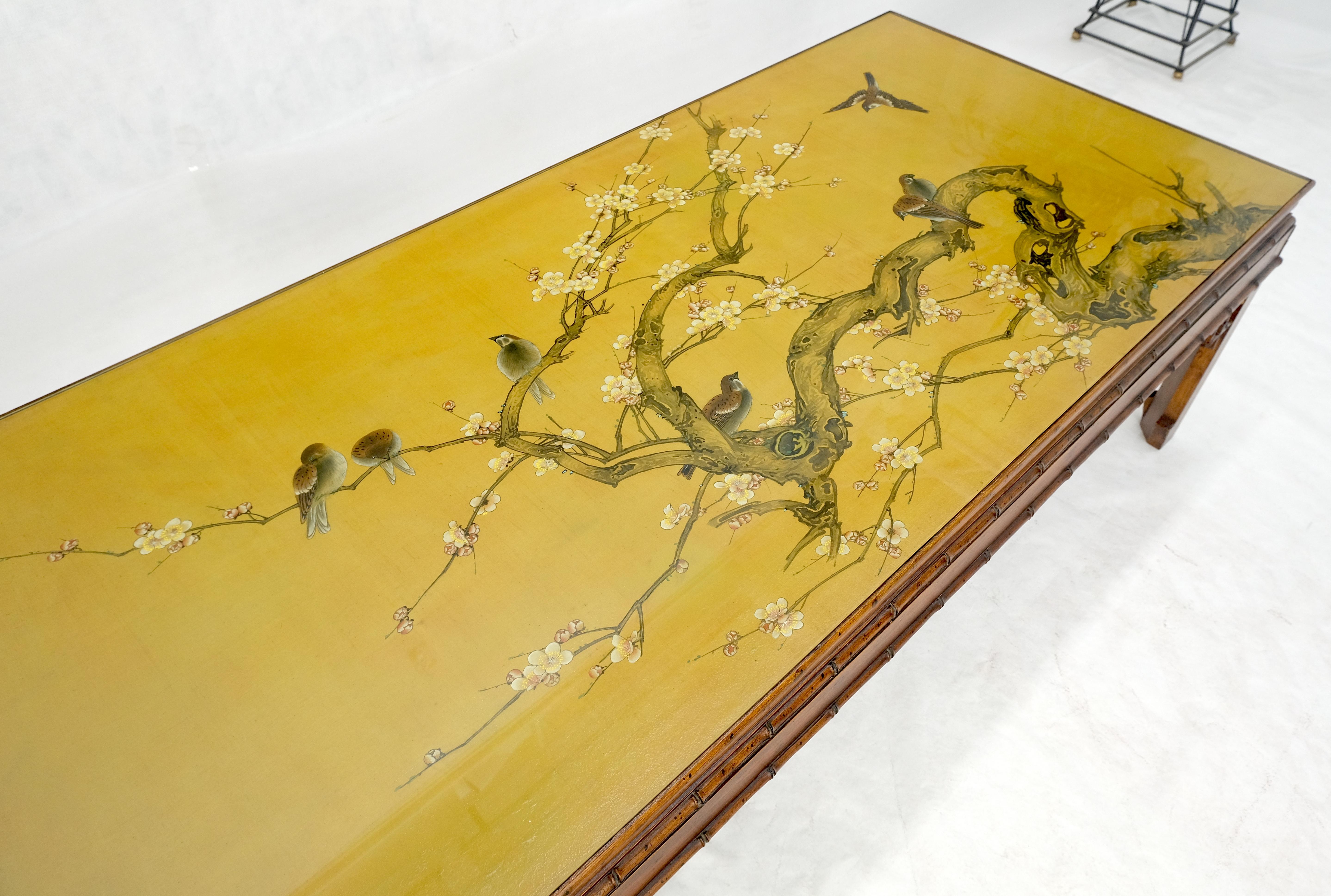 Faux Bamboo Glas geschützt gemalt Top Asian Style Rechteck Couchtisch MINT! im Angebot 12