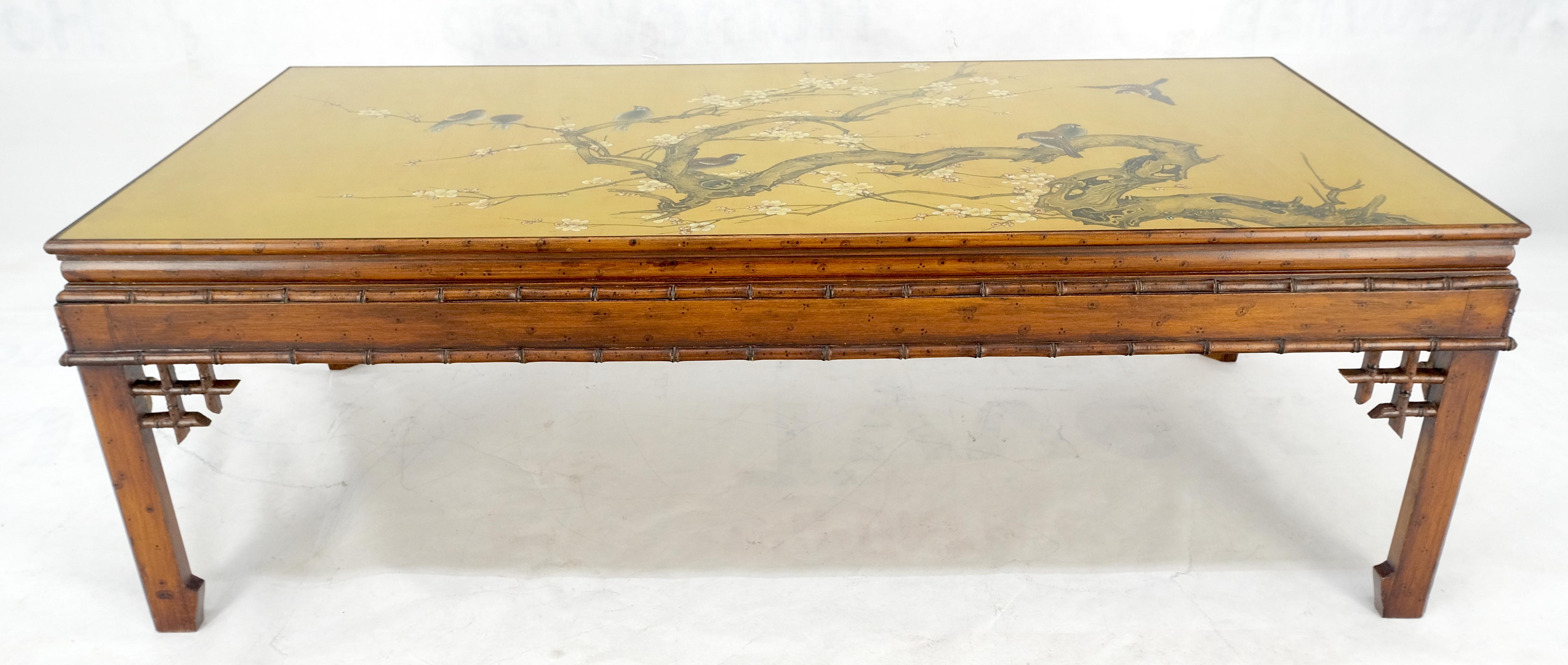 Faux Bamboo Glas geschützt gemalt Top Asian Style Rechteck Couchtisch MINT! im Angebot 1
