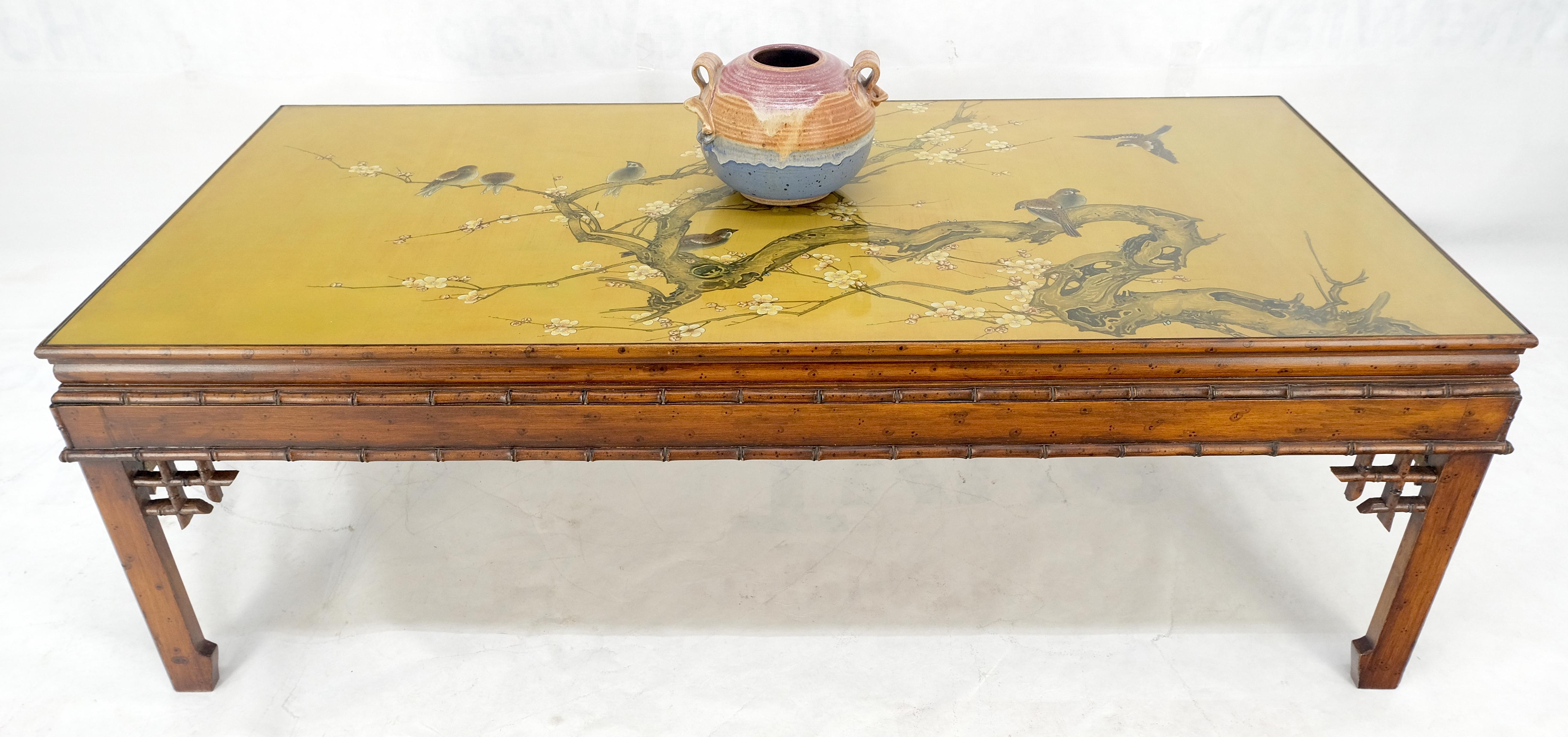 Faux Bamboo Glas geschützt gemalt Top Asian Style Rechteck Couchtisch MINT! im Angebot 3