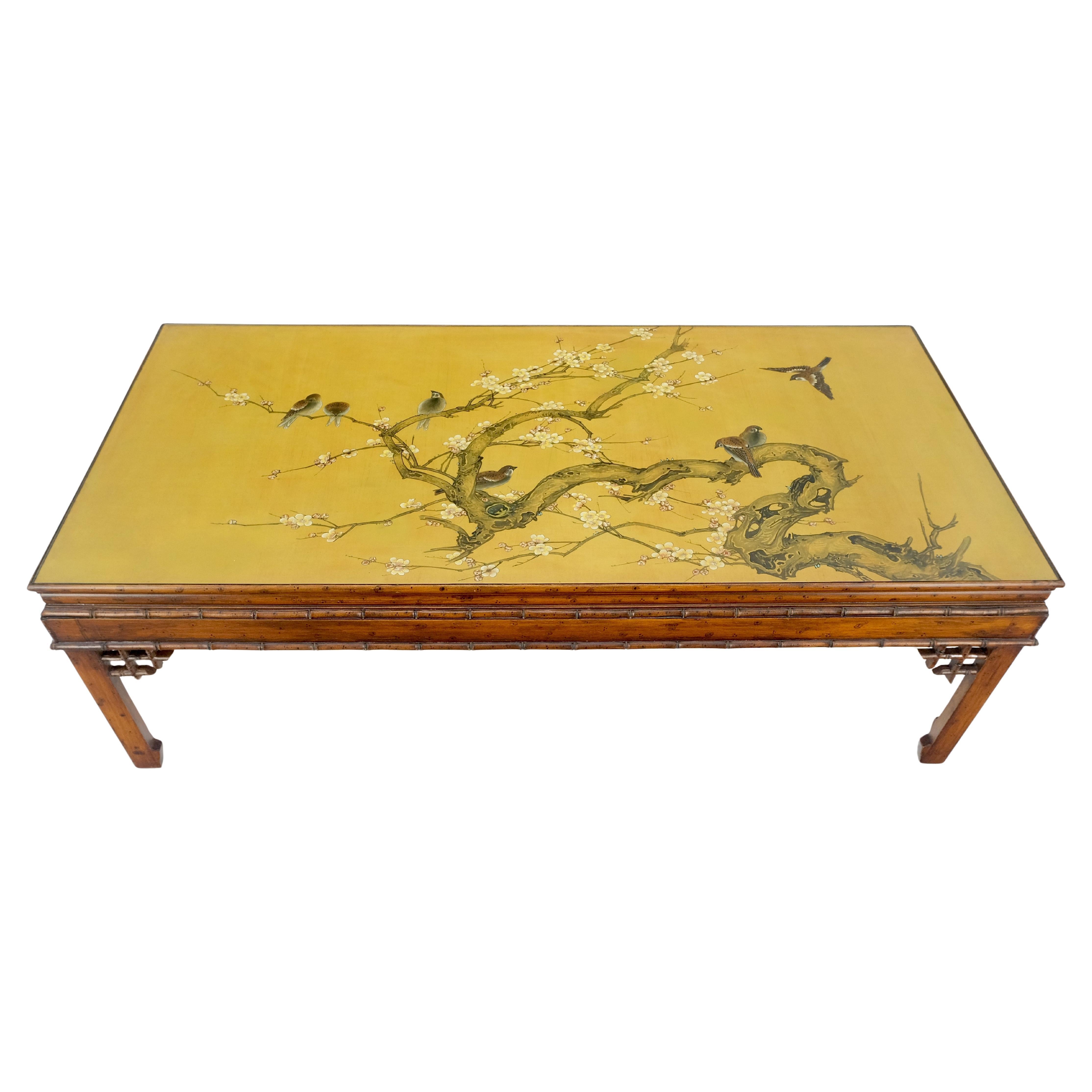 Faux Bamboo Glas geschützt gemalt Top Asian Style Rechteck Couchtisch MINT! im Angebot