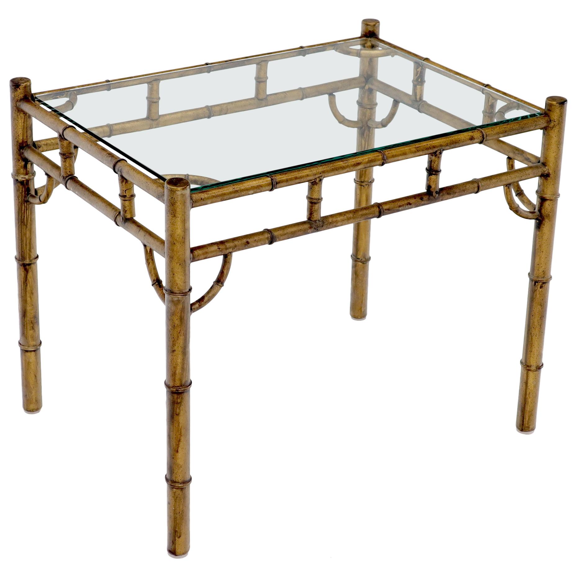 Faux Bamboo Glass Top MidCentury Modern Side End Table at 1stDibs
