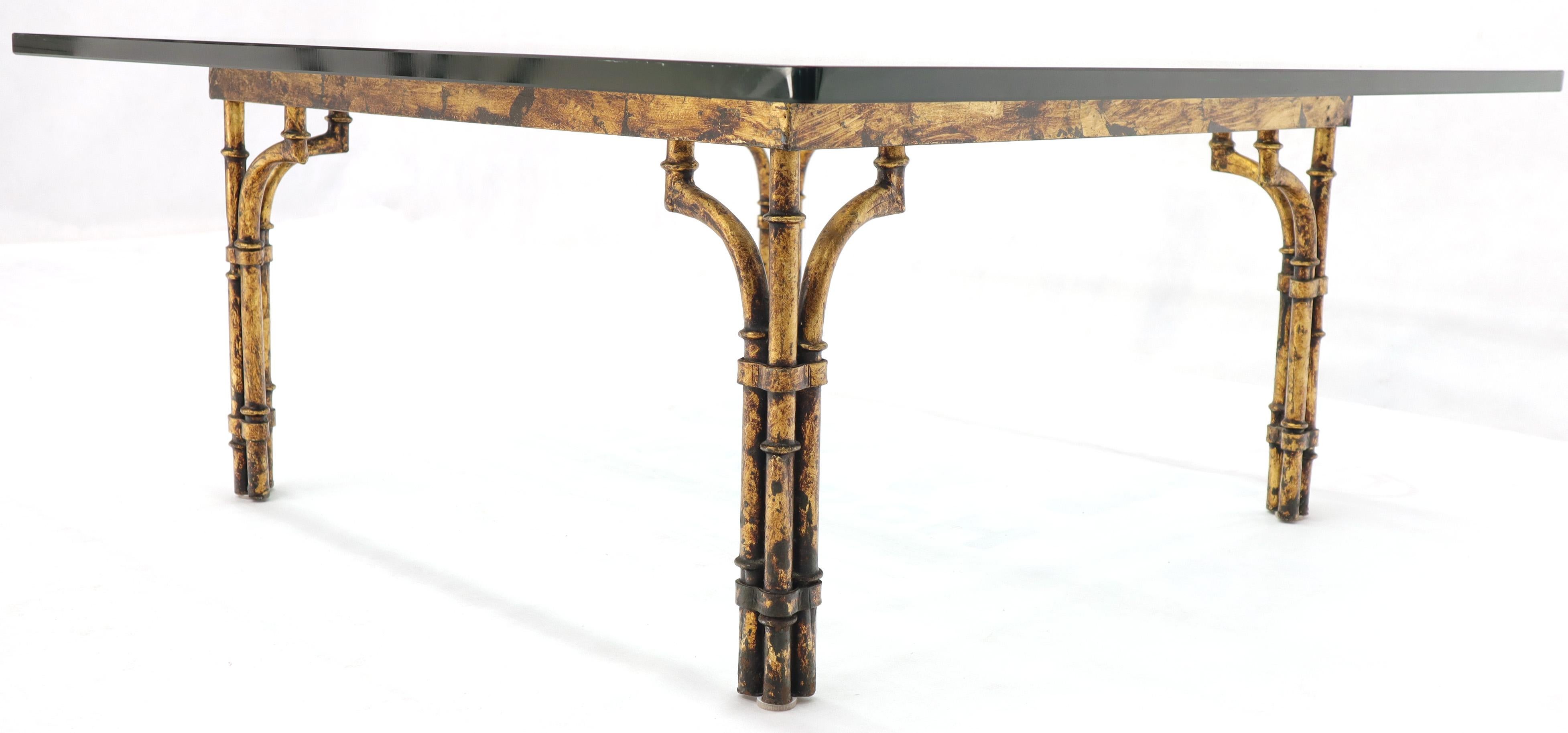 20th Century Faux Bamboo Gold Gilt Frame Square Glass Top Coffee Table