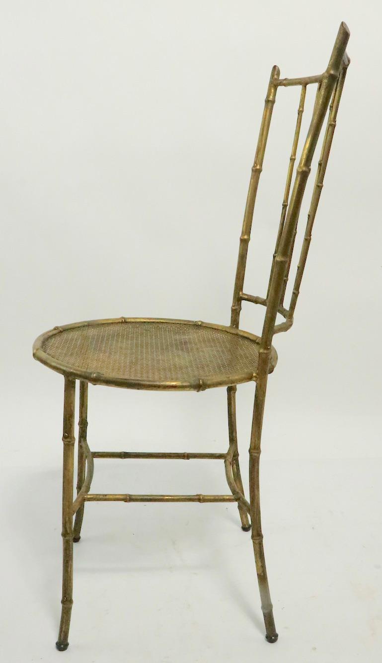 Iron Faux Bamboo Gold Gilt Metal Chair For Sale